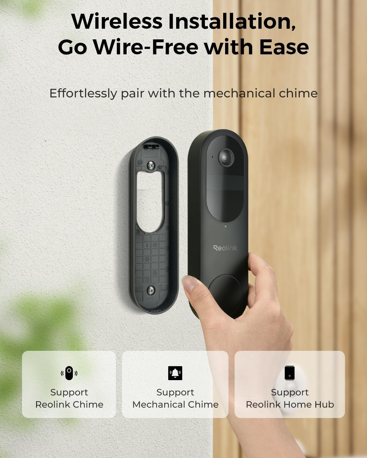 REOLINK 2K Battery Video Doorbell Camera, 150°x150° Head-to-Toe View, 2.4/5 GHz WiFi, Two-Way Talk, No Monthly Fee, Person/Vehicle/Package Detection(Chime not Included)