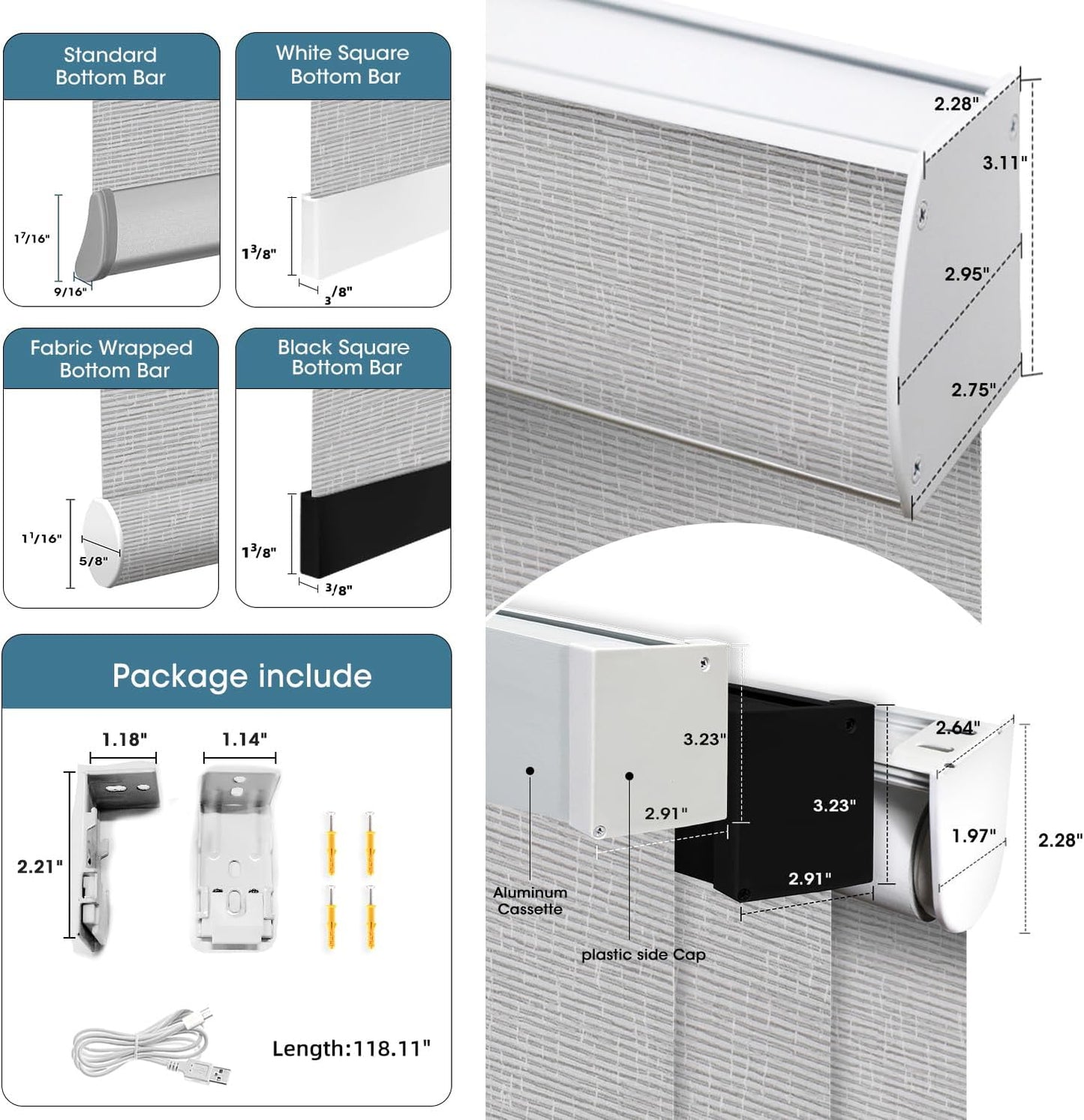 SmartWings Motorized 100% Blackout Shades Blinds, Custom Size, Cordless Window Shades with Rechargeable Battery, Works with Matter/Apple HomeKit, Alexa, Thread/Zigbee, Remote Optional, Safar Smoke