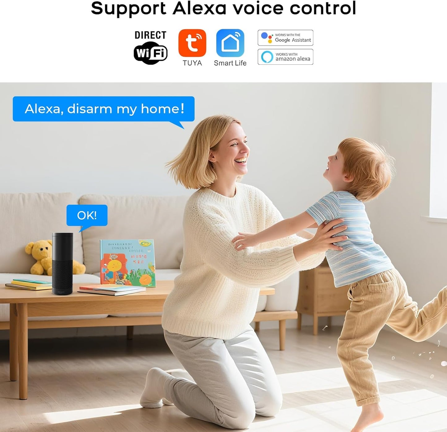 Wireless Home Security System WiFi+GSM/4G with Instant App Alerts&Auto Alarm Dial,Door&Window Alarm System,Motion Sensors,Smart Life Tuya Control,NO Monthly Fees,Apartment,Kids Safety