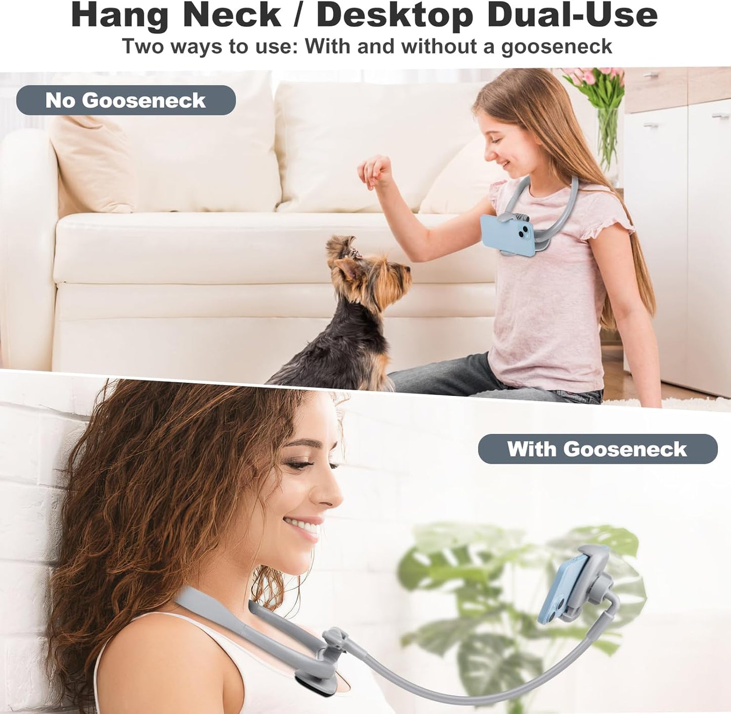 Cell Phone Stand, Neck Cell Phone Holder for Bed, Hand Free POV/Vlog Selfie Phone Neck Holder for Recording, Universal Multi-Functional Flexible Phone Stand for 4.7''-6.7'' Phone