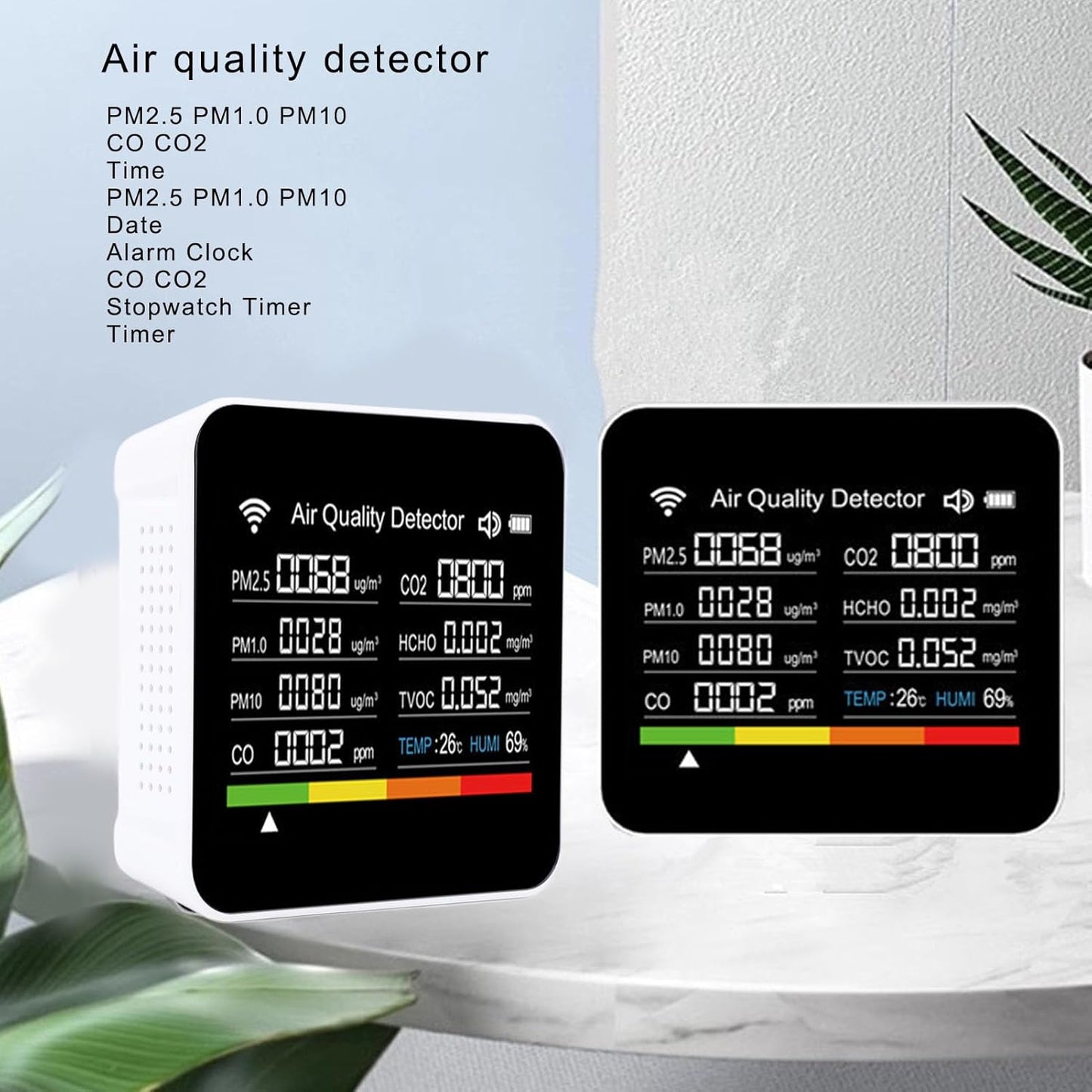 Ejoyous Air Quality Detector Indoor, 14 in 1 Smart Air Quality Monitor CO2 Detector with PM2.5 VOCs Temperature Humidity Sensor, for Home Office Travel Tuya APP Connected