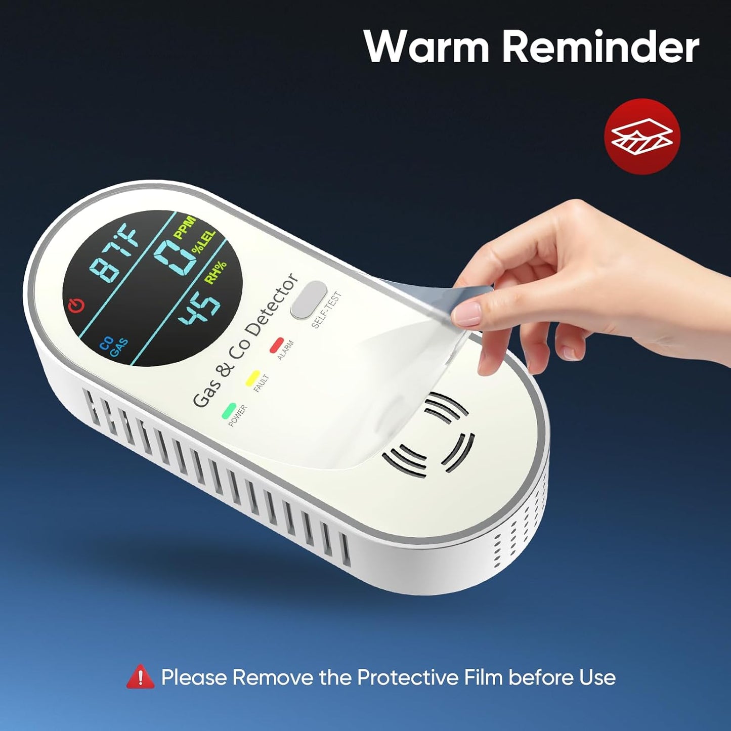 4-in-1 Combination Carbon Monoxide Detectors & Natural Gas Leak Detector - Carbon Monoxide Detectors Plug in - Dual Sensor Gas & Co Detector - Temperature & Humidity Detectors for Home & RV (3 Packs)