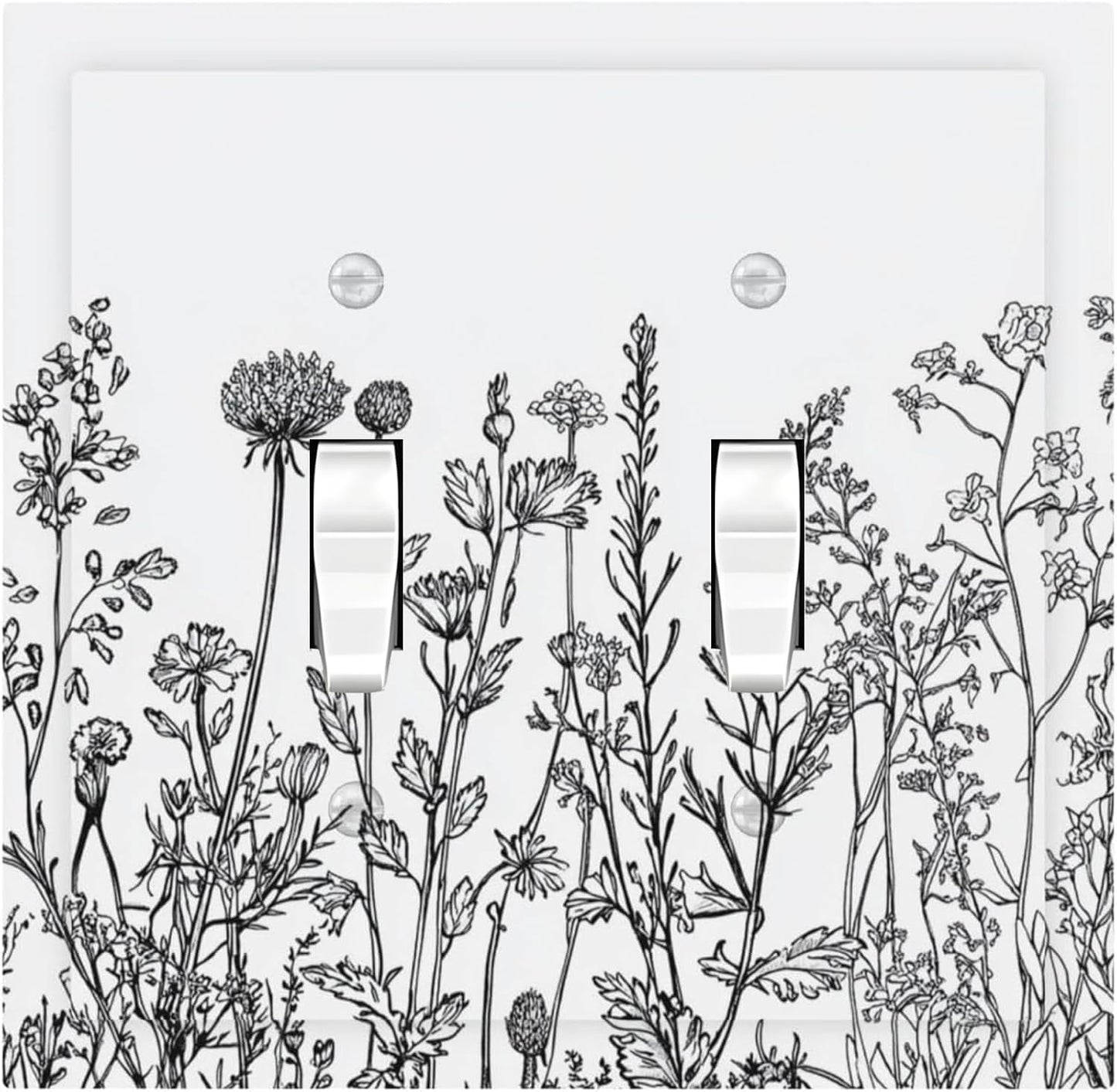 Decorative Switch Plates Floral Wildflower Rustic Plant Leaves 2 Gang Double Toggle Outlet Light Switch Cover Wall Plate Electrical Faceplate For Farmhouse Cabin Decor