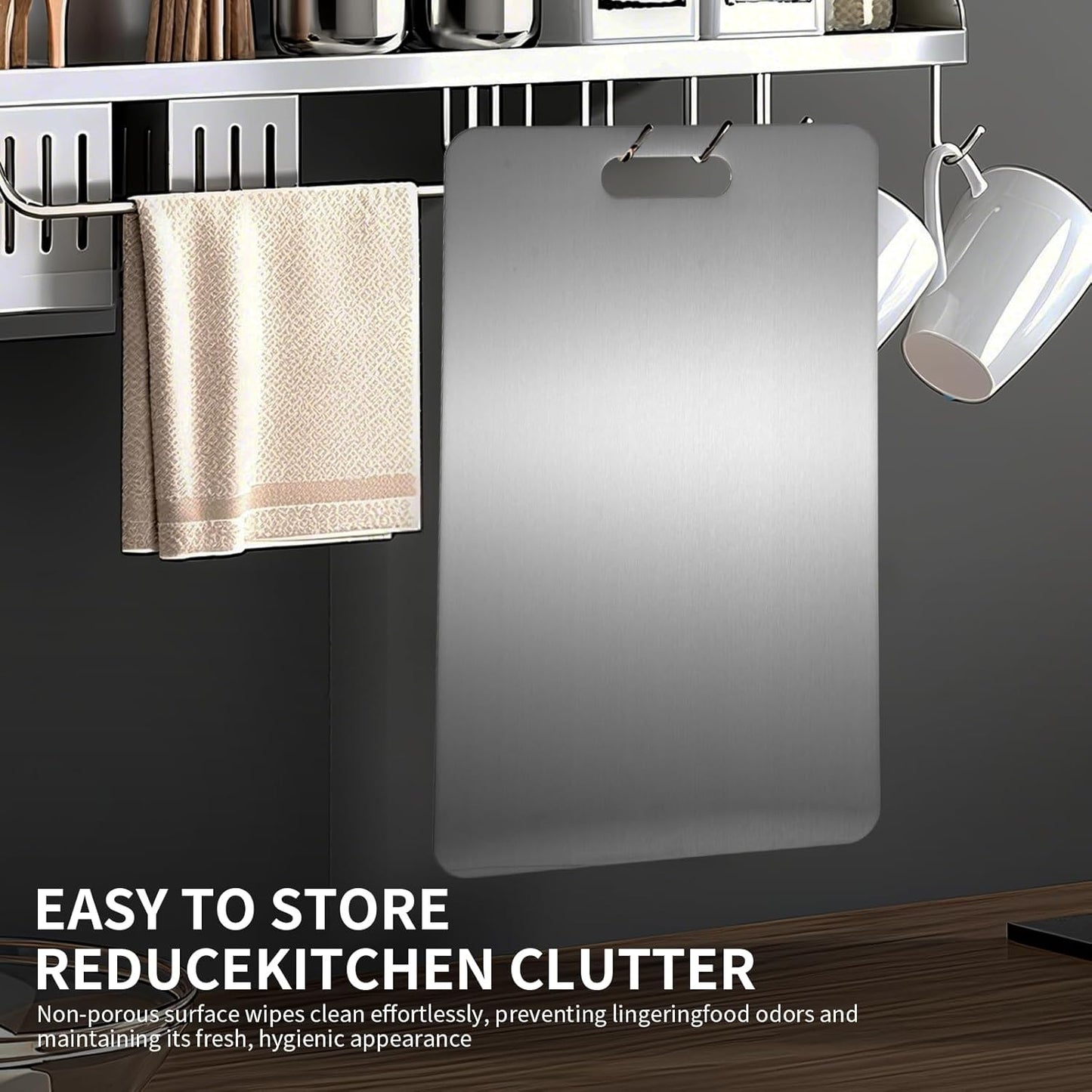 Katuchef Titanium Cutting Board 2025 New Upgrade Pure Titanium Cutting Boards for Kitchen Double Sided Cutting Boards Non Toxic,Hygiene Durable Chopping Board Suitable for Dishwasher Safe(18.11*11.81)