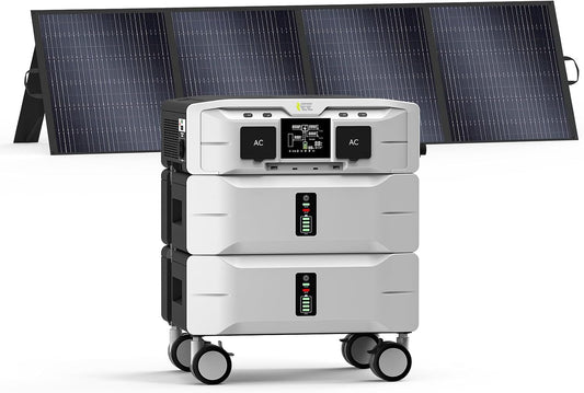 IEE SP5000 Solar Generator 5000W, 5120Wh Power Station with 200W Solar Panel, 5 AC Outlets(9000W Surge), 120V/240V Dual Voltage, LiFePO4 Battery for Home Backup Outdoors Camping RV Emergency
