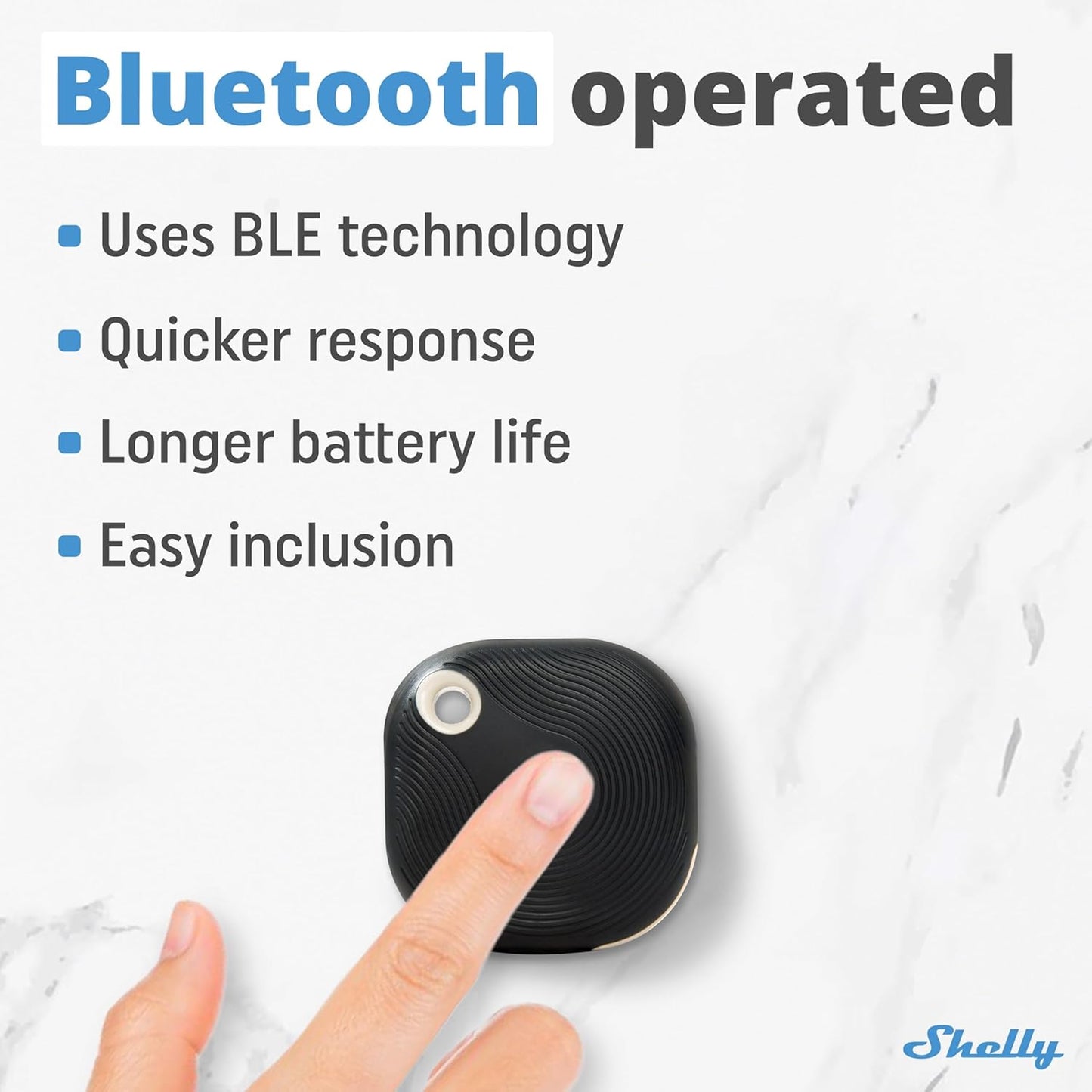 Shelly Blu Button Tough Black | Bluetooth-Operated Multi-Click Action and Scenes Activation Button | Versatile Control | Home Automation | IP54 Waterproof | Highly Resilient | Broad Range