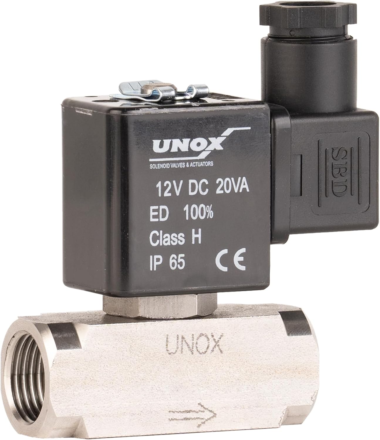 UNOX 1/2" NPT Electric Solenoid Valve 12V DC, Stainless Steel AISI316 Control Valve Normally Closed - 0-232 PSI Multi-Purpose Reliable Control Valve for Water, Air, and Gas - Solenoid Valves