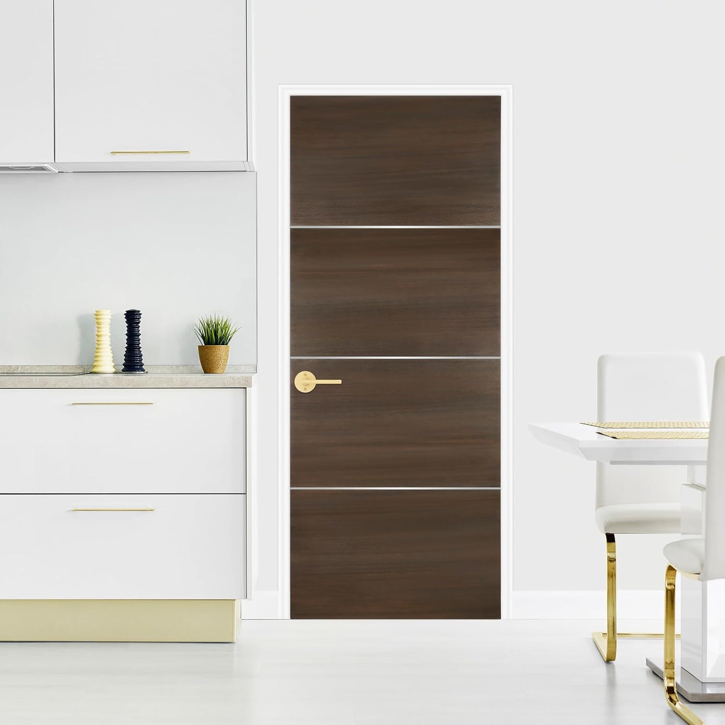 Kwikset Halifax Dummy Door Handle, Single Sided Lever for Closets, French Double Doors, and Pantry, Satin Brass Non-Turning Reversible Interior Push/Pull Lever, with Microban Protection
