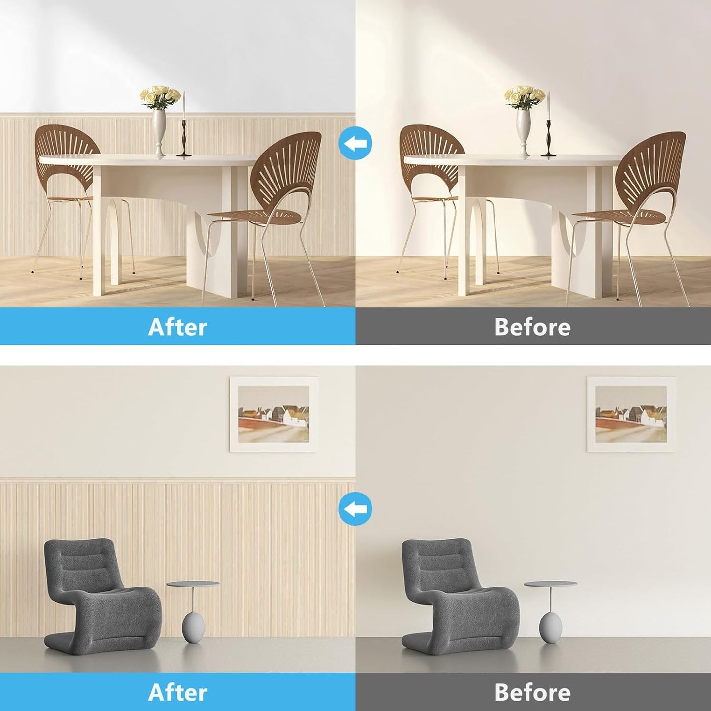 Art3d Wainscoting Wall Panel Kit, 37.8" Tall Beadboard Panels for Walls, Polystyrene Board and Batten Wall Panel Kit, Easy DIY Decorative Trim for Living Room, Kitchen, Bedroom – Covers 31 Sq.Ft