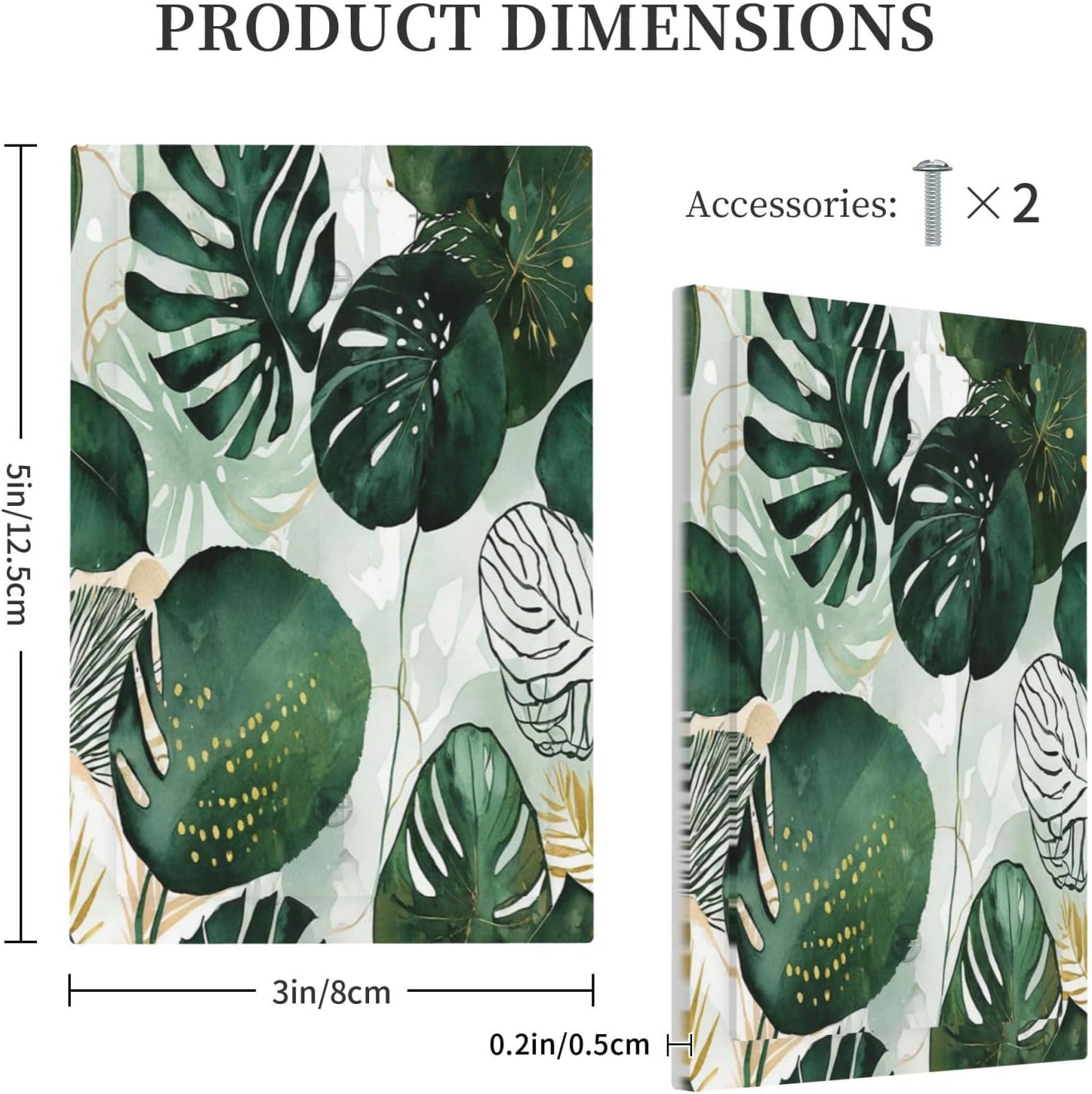 Light Switch Cover Plate Boho Tropical Leaves 1 Gang No Device Blank Electrical Wall Plates Faceplate Decorative Switch Plate for Bedroom Bathroom Decor