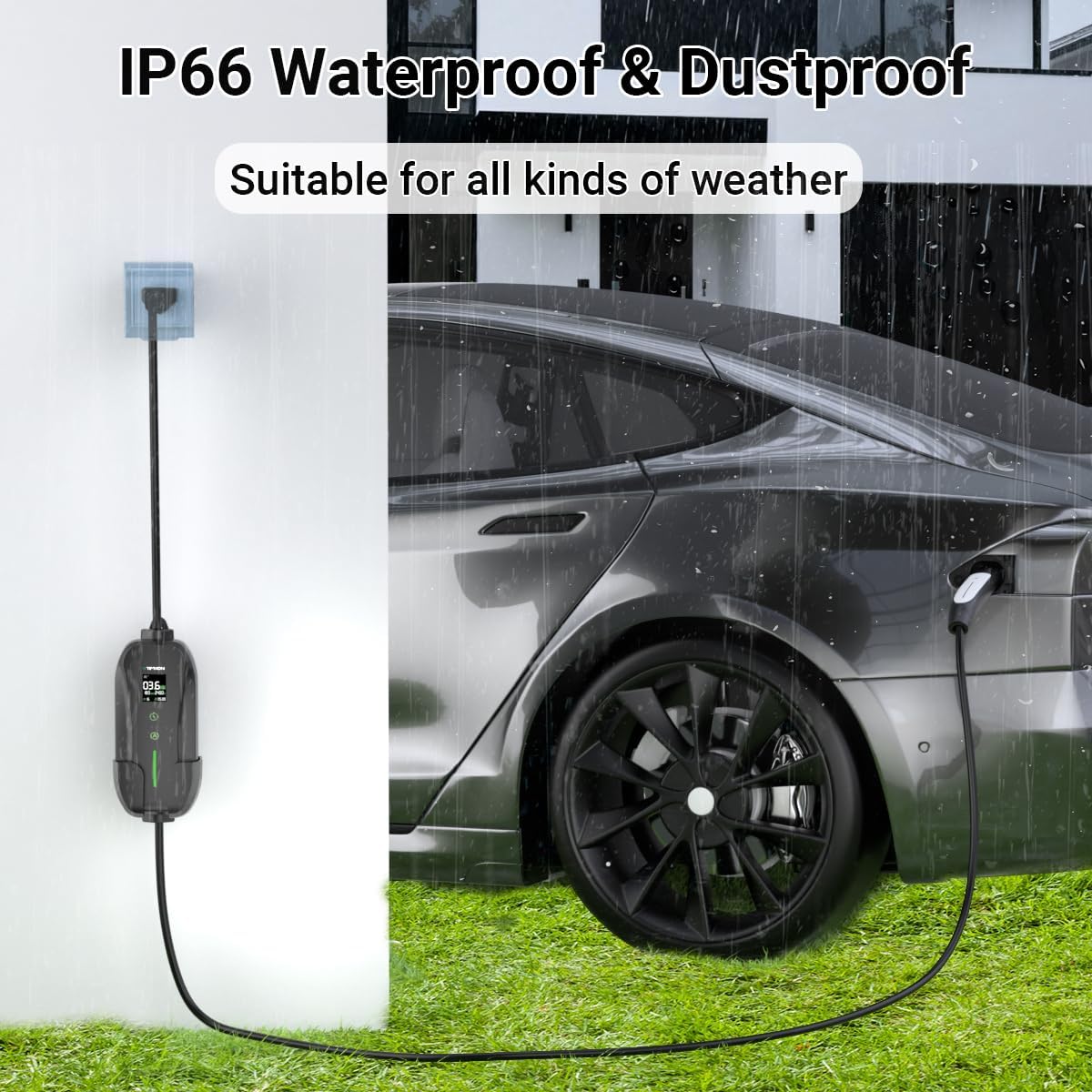 Level 1/2 EV Charger for Tesla,16A 120V/240V Home Charging Station, 25FT Cable with NEMA 6-20 Plug to NEMA 5-15 Adapter, NACS Connector, Travel Portable Electric Charger for Tesla Model Y/3/S/X