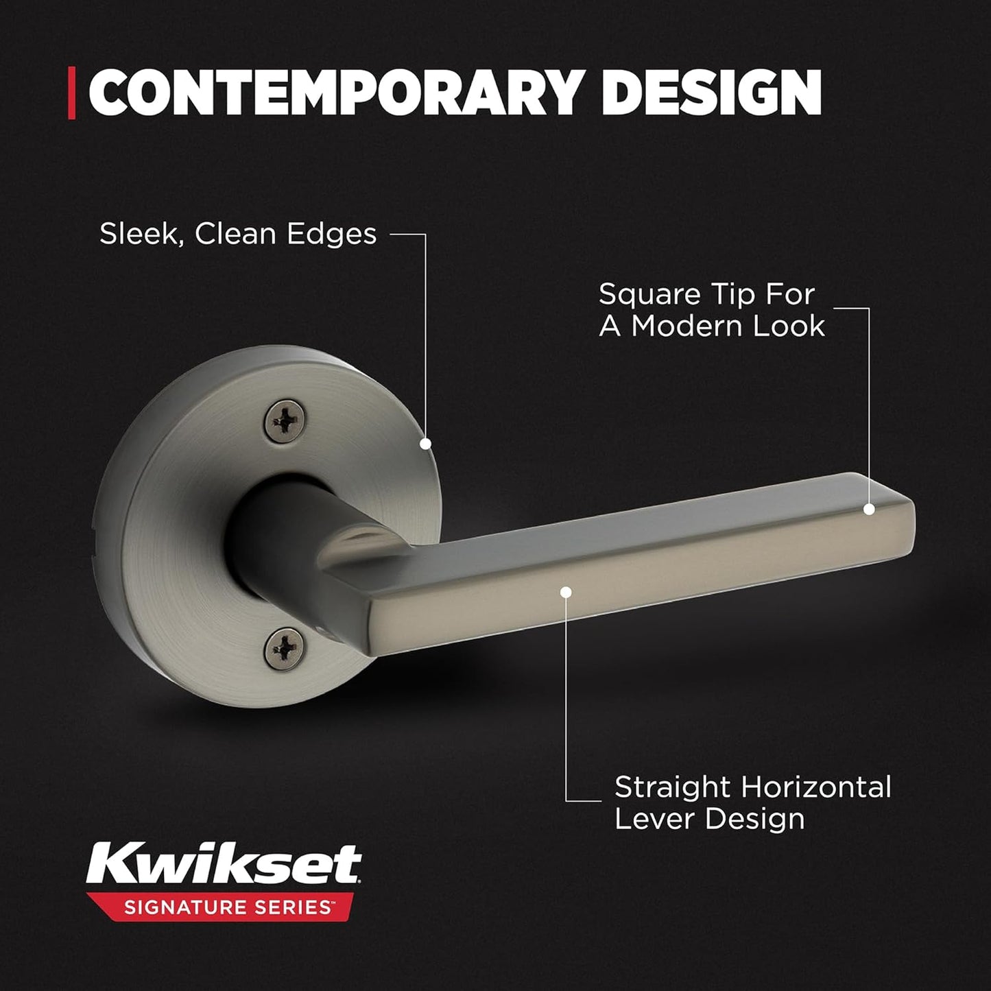 Kwikset Halifax Dummy Door Handle, Round Single Sided Lever for Closets, French Double Doors, and Pantry, Gunmetal Non-Turning Reversible Interior Push/Pull Lever