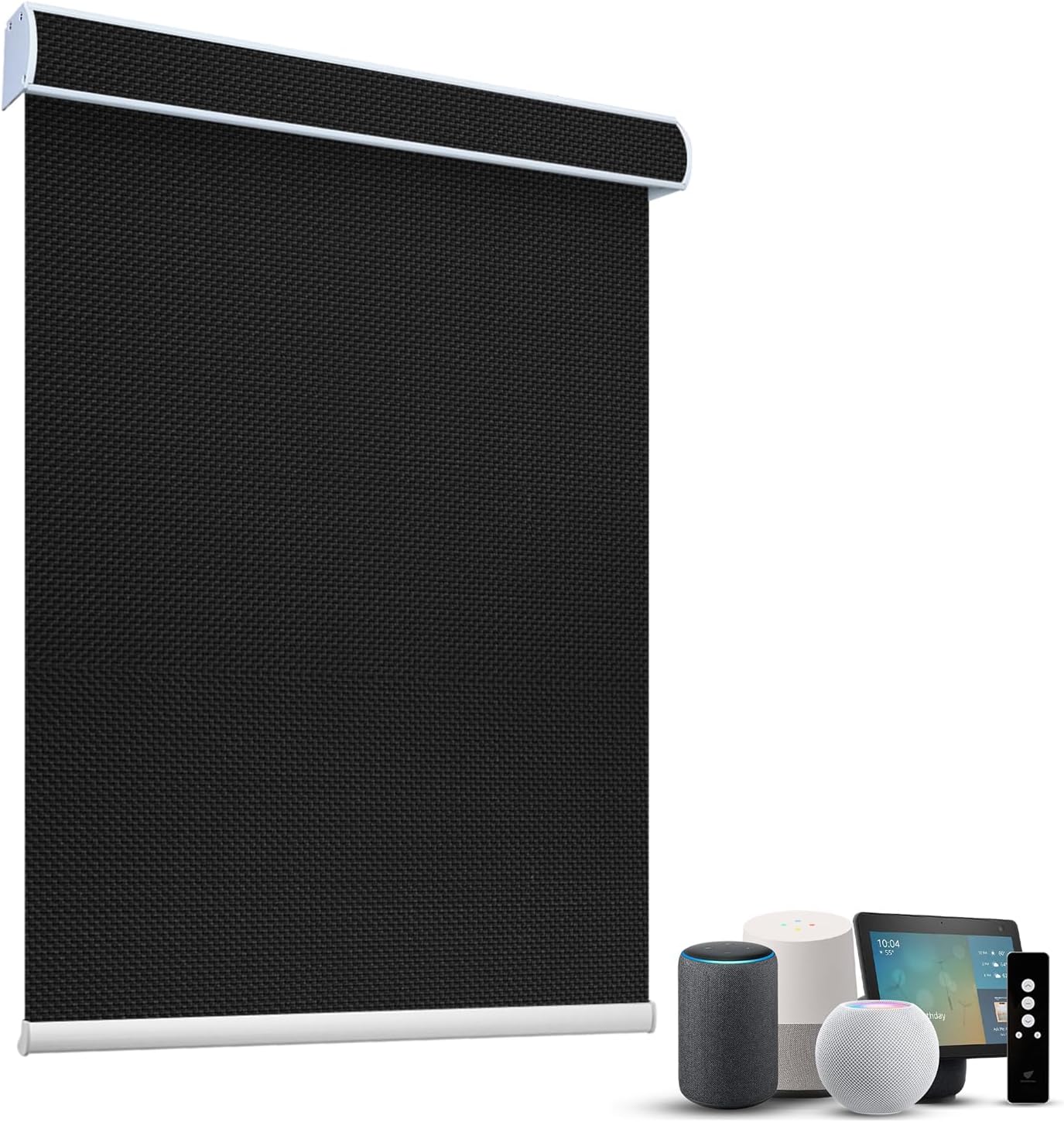 SmartWings Motorized Roller Shades 5% Openness Without Privacy Custom Size, Rechargeable Battery, Works with Matter/Apple HomeKit, Alexa, Thread/Zigbee, Remote Optional, 5% Openness Black