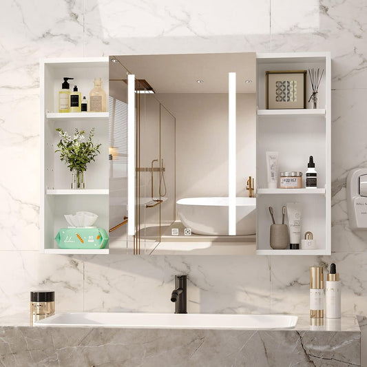 VINGLI 36Inch Medicine Cabinet with Lights, Lighted Medicine Cabinet with Mirror, Bathroom Vanity Mirror with Storage,Wall Mounted Anti-Fog Dimmable Light and Color Adjustment,5.9" D x 36" W x 24" H