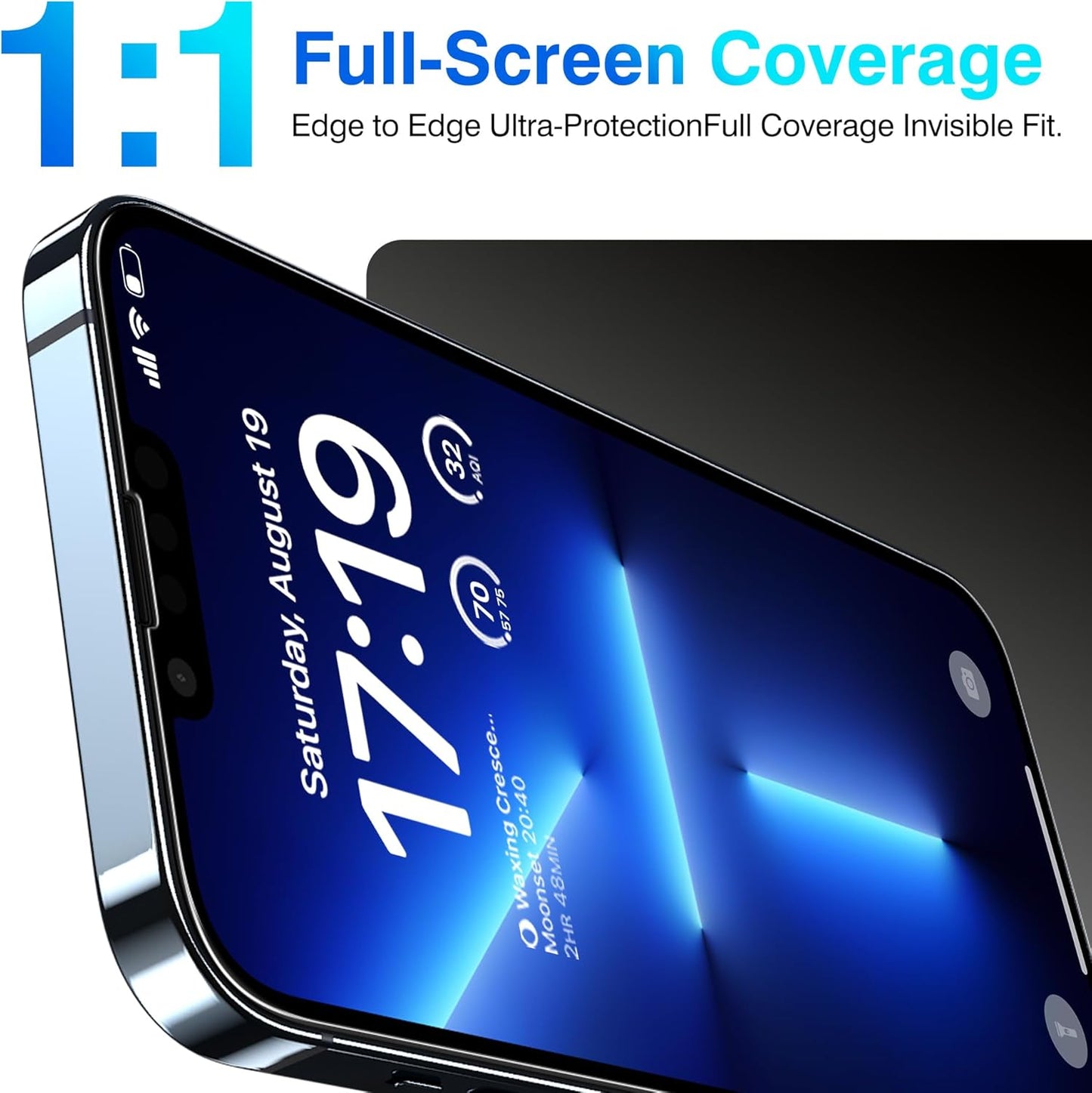EZ-GLAZ- 4 Pack for iPhone 13 Pro Screen Protector [6.1"] With 2 Pack Camera Lens Protector, 9H+ Hardness 12FT Military Grade Shatterproof Scratch Resistant Durable Tempered Glass Film with Flawless Fit Kit, HD Clear