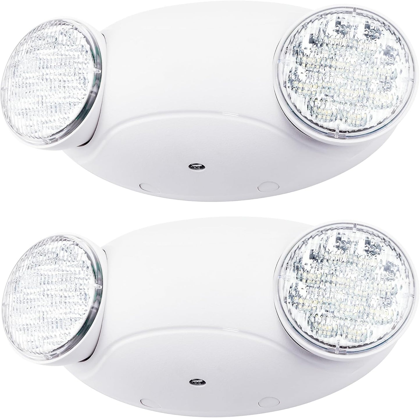LIT-PaTH LED Emergency Lighting Fixtures with 2 LED Bug Eye Heads and Back Up Batteries- US Standard Exit Light, UL 924 and CEC Qualified, 120/277 Voltage, White, 2-Pack