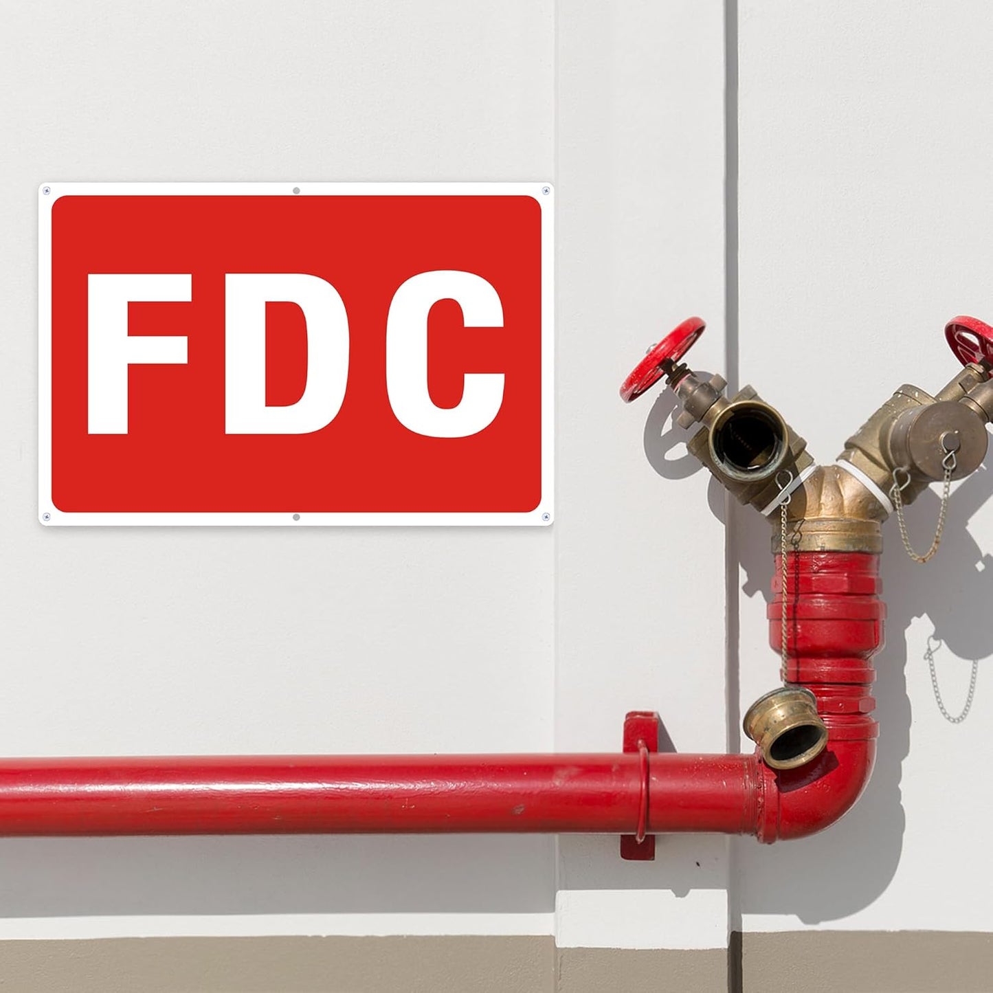 FDC Sign, 2 Pack FDC Signs Outdoor Aluminum Metal Sign, FDC Signs for Fire Department Connection, UV Protected Weather Resistant and Easy to Install (Size: 18x12 inches)