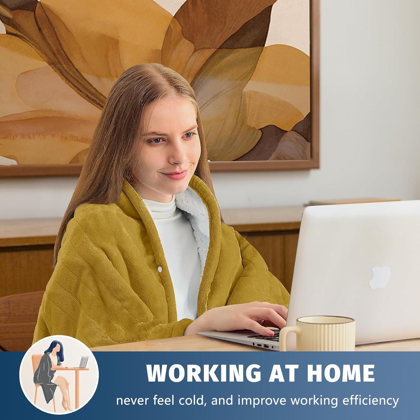 BOMOVA Heated Electric Blanket Twin Size- 62" x 84" Heating Blanket with 10 Heating Levels & 8 Hours Auto Off, Warm Flannel Blanket, Christmas Birthday Gifts for Women