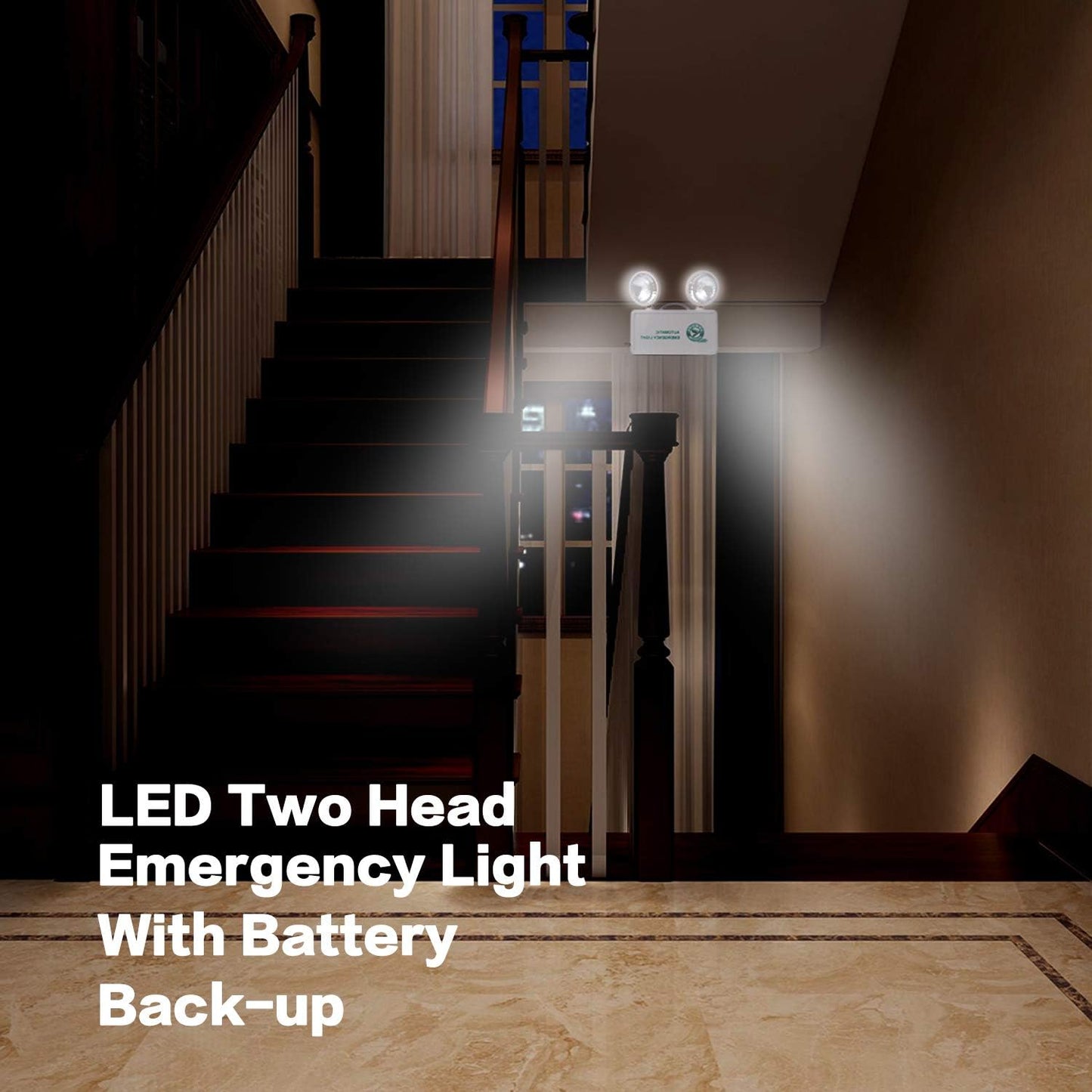 OTYTY Emergency Lights for Home Power Failure, LED Emergency Lights with Battery Backup, 2 Adjustable Heads Lamp & 180-minute Minimum Capacity, Ultra-Bright 200 Lumens, UL Certified, 2 Pack