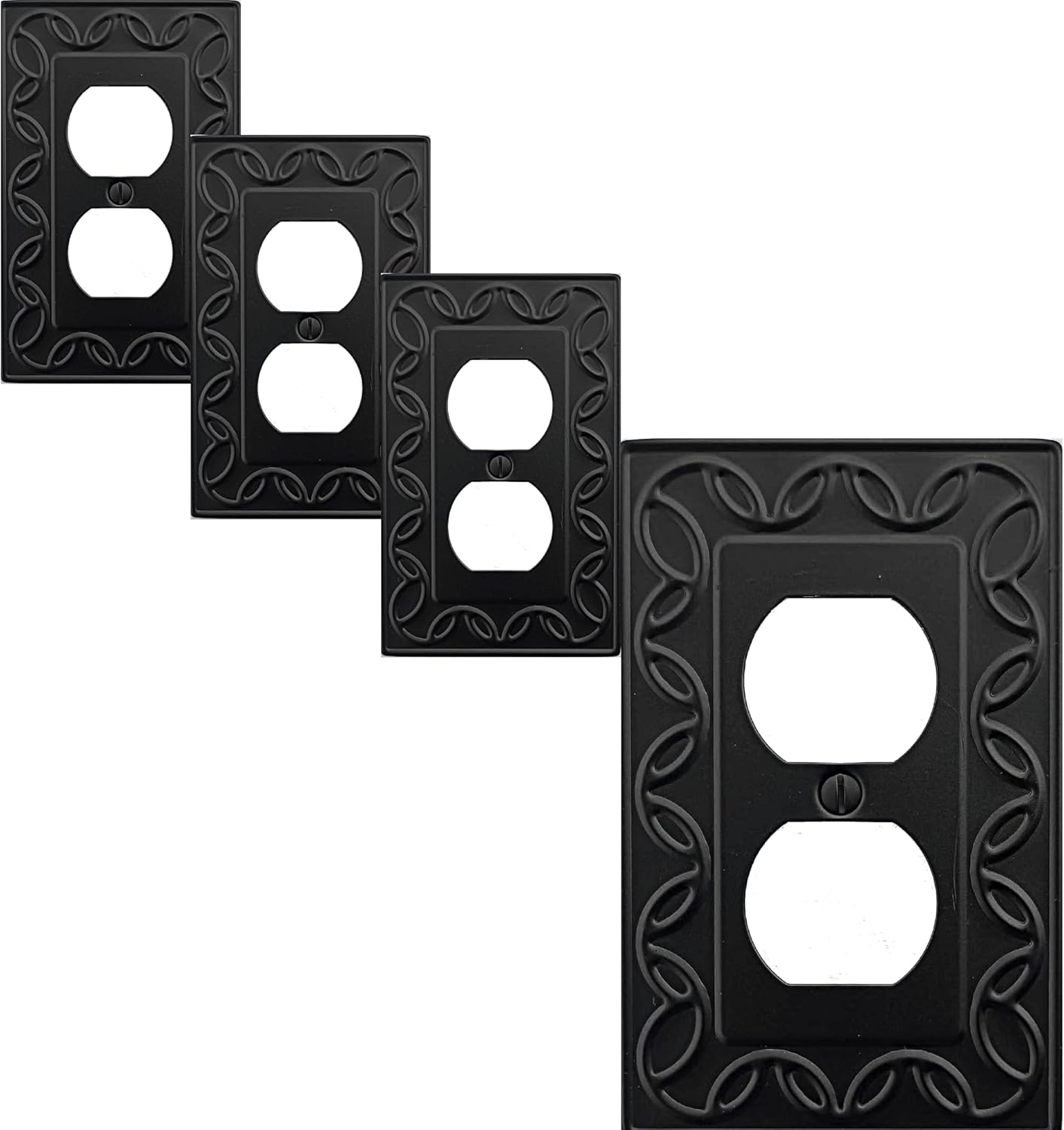 Single Toggle Light Switch Cover NovaBloom Metal Wall Plate, 4-Pack Black 1 Gang, Light Switch Cover Decorative Wallplate, Durable