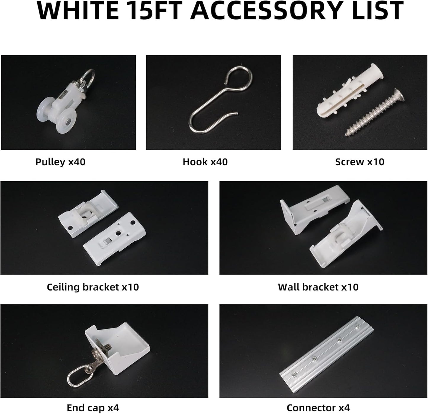 Curtain Track for Ceiling or Wall, Heavy Duty Aluminum Alloy with Smooth Sliding, Easy to Install, White, 3ft To 15ft