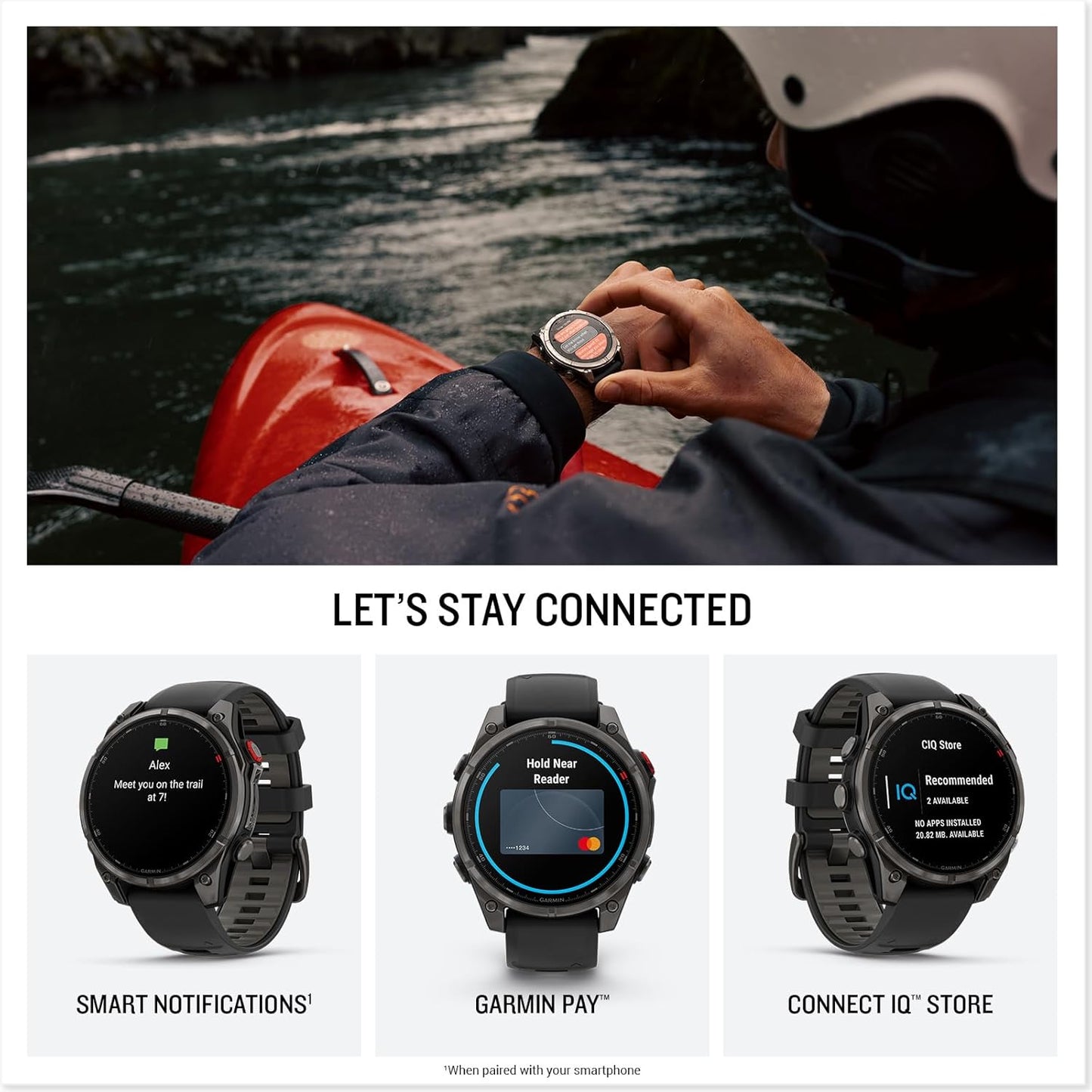 Garmin fēnix® 8 Pro, 51mm, AMOLED Display, Premium Connected Multisport GPS Smartwatch, inReach® Technology, Sapphire, Carbon Gray DLC Titanium with Black/Pebble Gray Silicone Band
