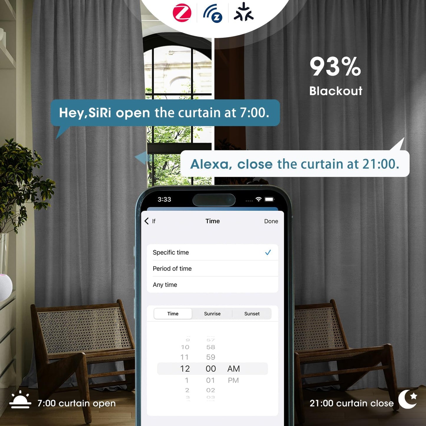 SmartWings Automatic Curtain Opener with Drapery, Motorized Vertical Blinds with Remote, Electric Closet Doors Sliding Panels Compatible with Alexa Google Homekit, 93% Blackout Dark Grey