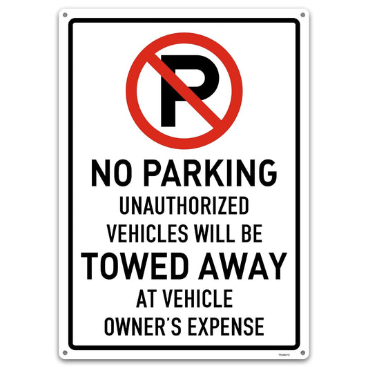 Brimar 10"x14" No Parking Vehicles Towed Away Sign - Aluminum, Weatherproof, Highly Visible, Effective Deterrent for Unauthorized Parking