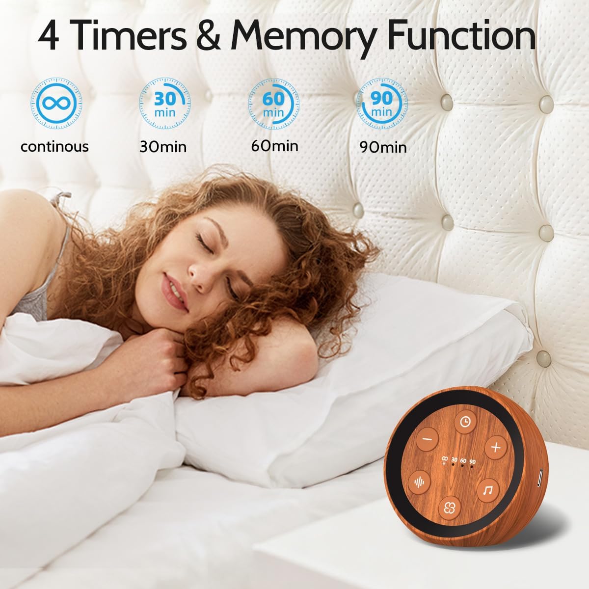 Battery Powered Sound Machine White Noise Sleep Machine with 32 Calming Sounds 36 Volume Levels Brown Noise Machine for Baby Kid Adult with 4 Timer for Travel Office Privacy