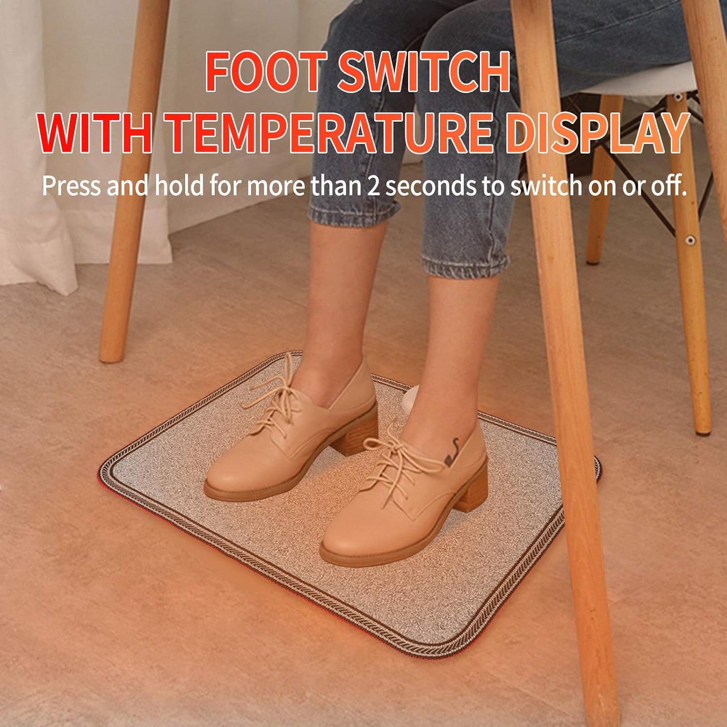 Electric Heated Floor Mats - AC 110V Foot Heater, Heated Foot Warmer Mat Under Desk for Office and Home (Gray)