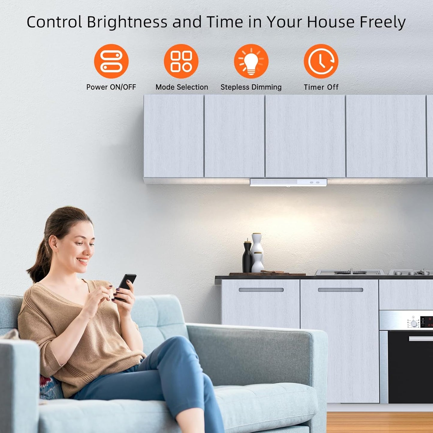 LED Closet Light, 6 Pcs 30LEDs Dimmer Rechargeable Motion Sensor Under Cabinet Lighting, Stick-Anywhere Night Safe Light Bar for Wardrobe,Kitchen