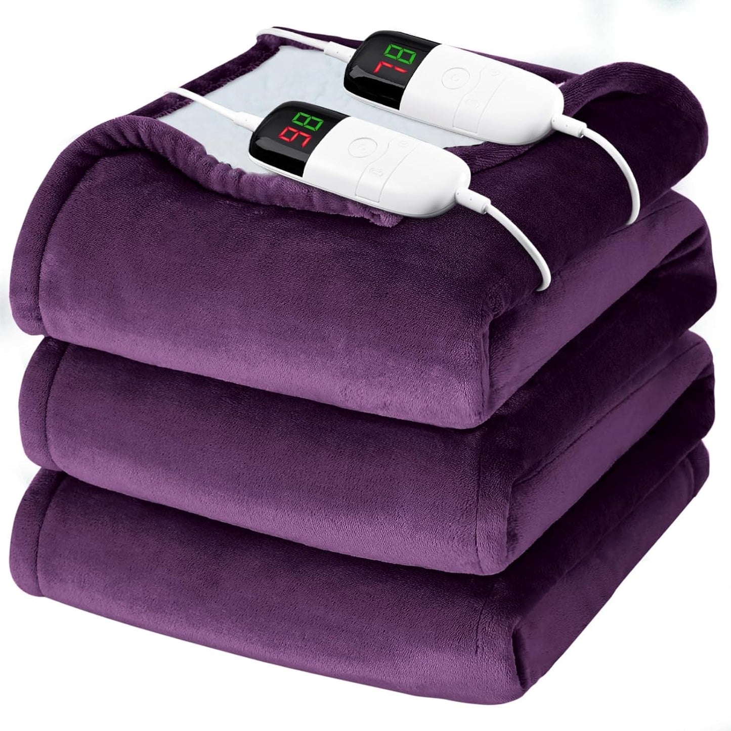 BOMOVA Heated Electric Throw Blanket - 50" x 60" Heating Blanket with 10 Heating Levels & 8 Hours Auto Off, Warm Flannel Blanket, Christmas Birthday Gifts for Women