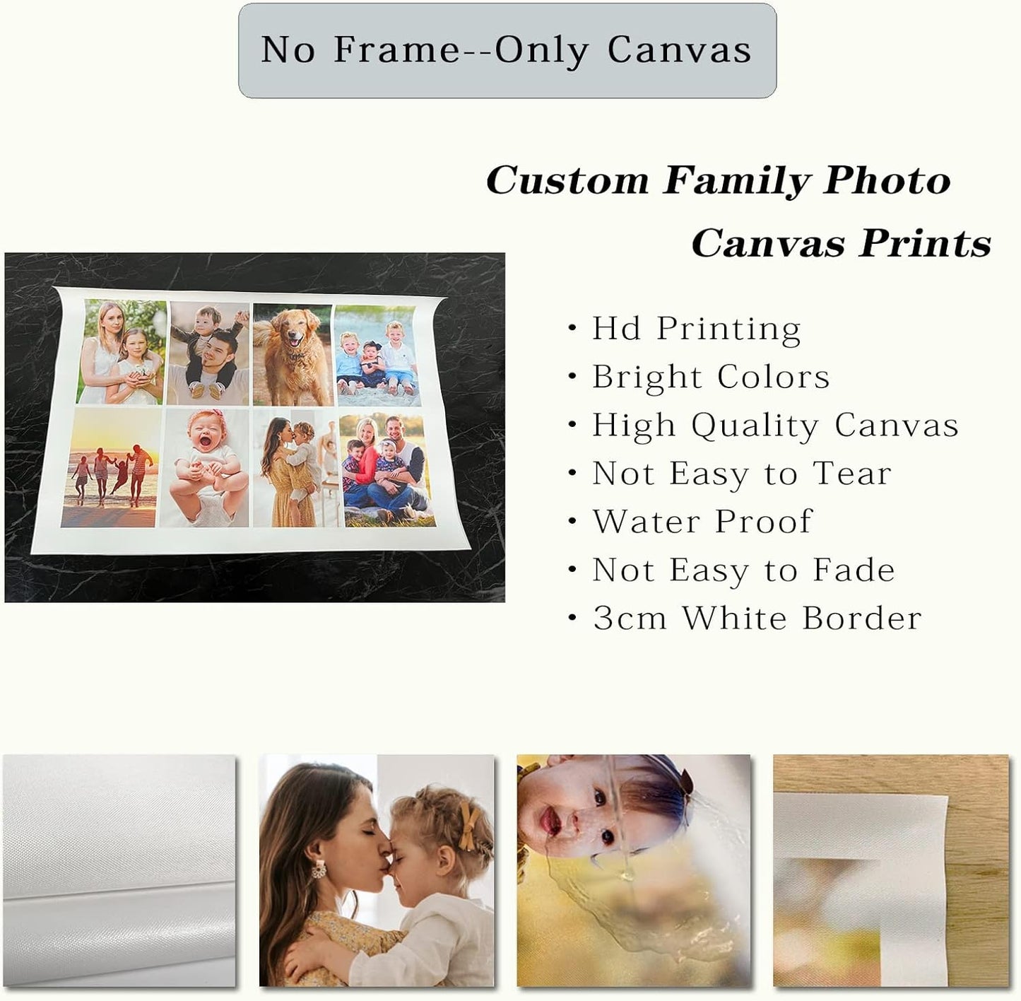 LZIMU Collage Canvas Prints with Your Photos Personalized Multi Pictures for Wall Custom Family Wedding Baby Pet Dog Photo to Canvas Customized Gifts Home Wall Decor (Collage Photo-9, No frame)