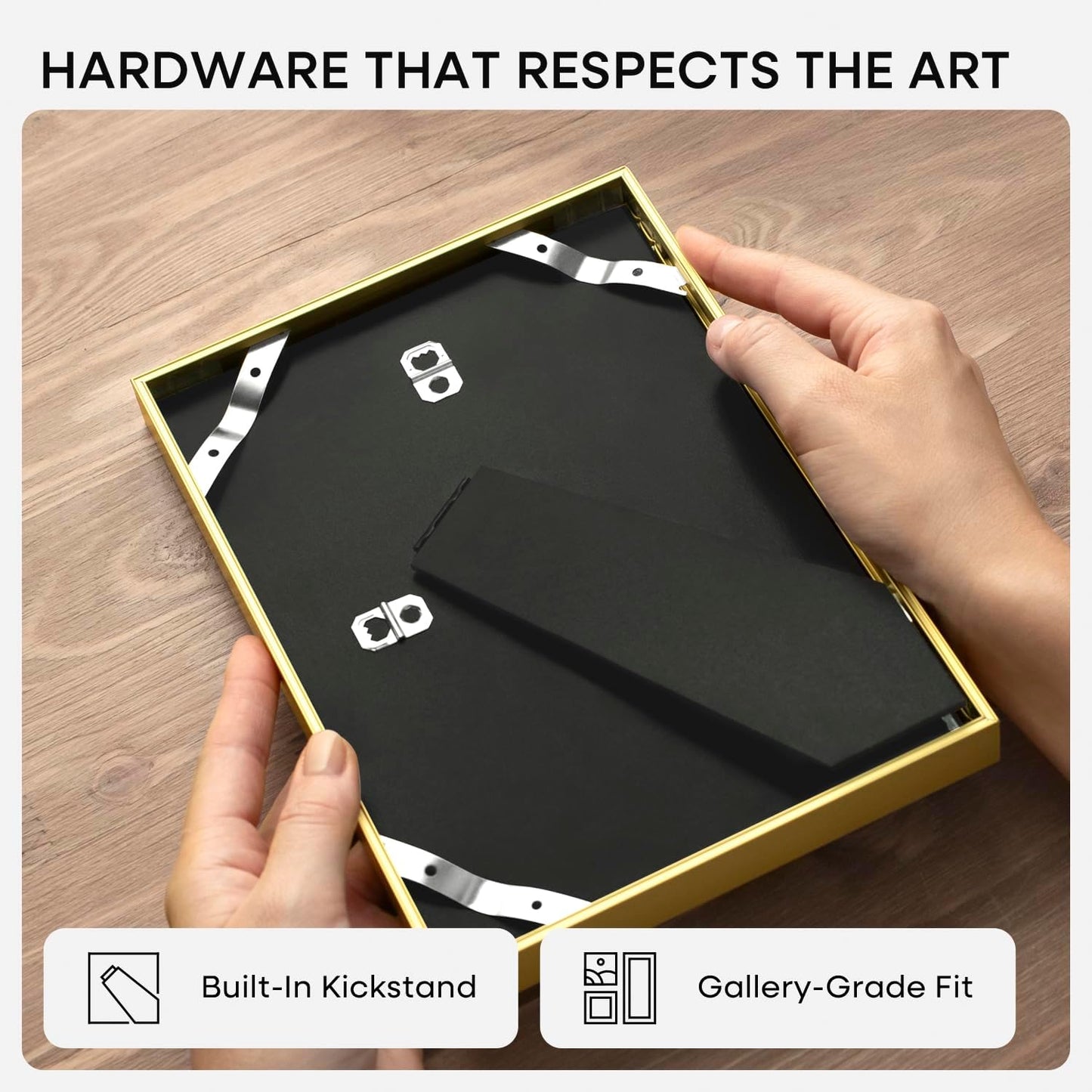 Homeforia 6x9 Picture Frame Gold, High End Metal 6 x 9 Frames with Mat 4 by 6 for Print, Photo Frame 6x9 Gold Matted to 4x6 inches Art, 6by9 Wall or Tabletop Frames, Tempered Glass, Wall Kit, Set of 1