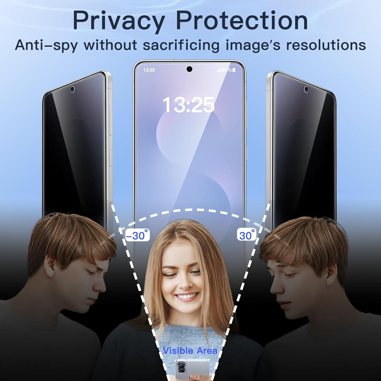 JETech Privacy Screen Protector for Samsung Galaxy S25 Edge with Camera Lens Protector, Anti-Spy Tempered Glass Film, Fingerprint ID Compatible, 2-Pack Each
