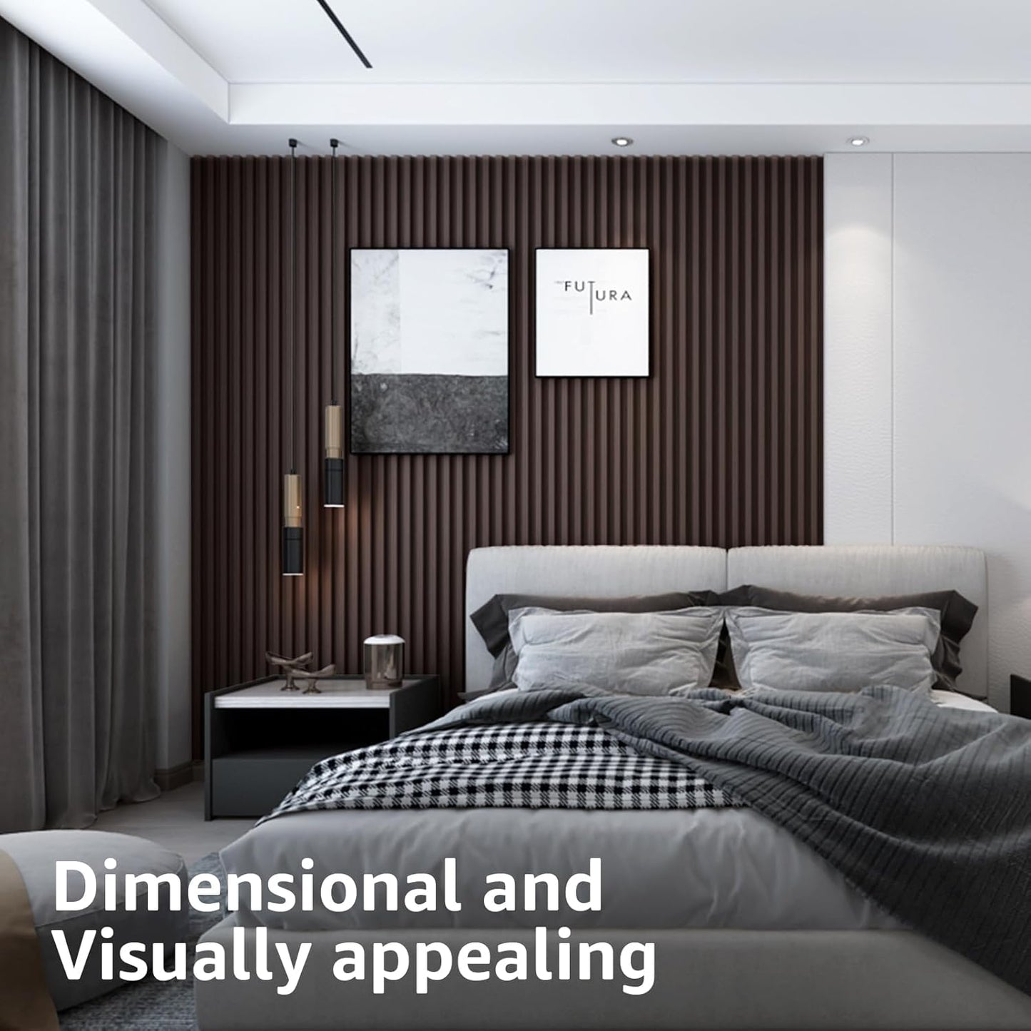 Art3d Slat Wall Panel for Modern Decor, WPC Acoustic Diffuser Panel, 8-Pack 96 x 6in. Black Walnut