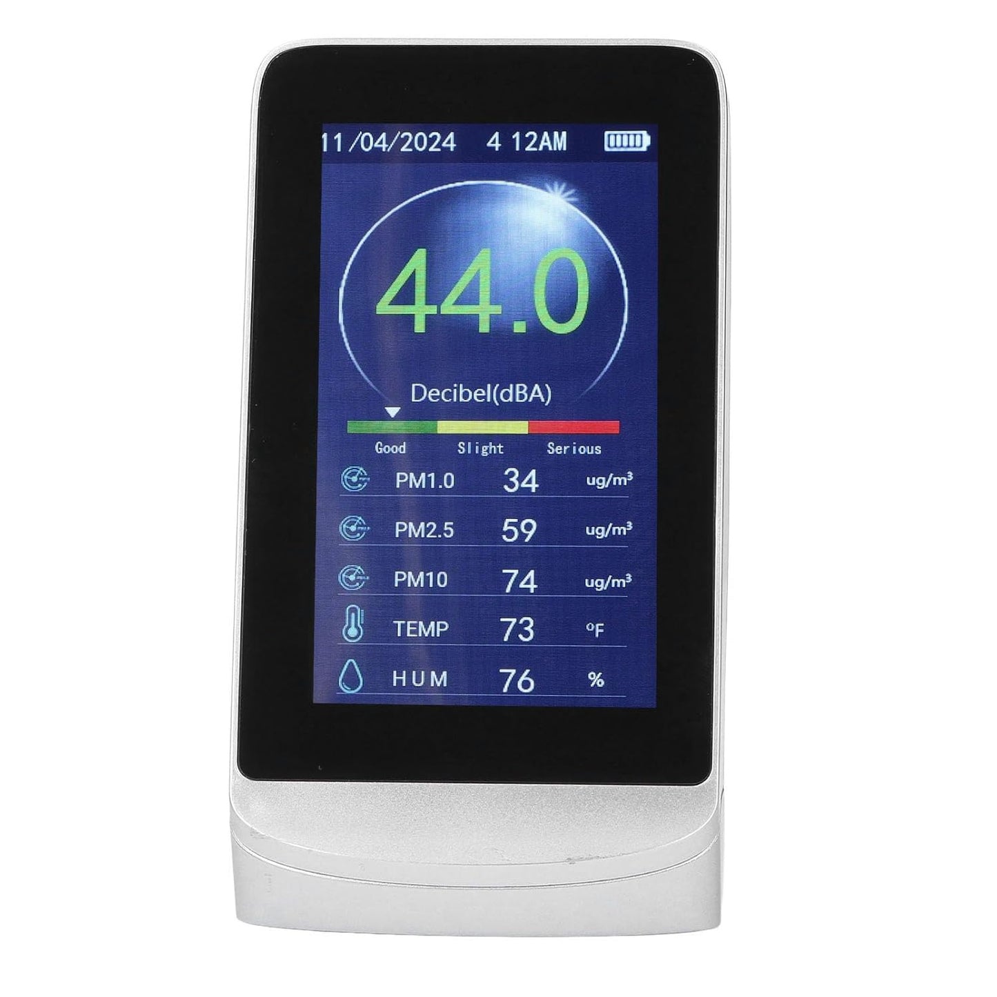 Pissente Decibel Meter Wall Hanging LCD Sound Level Reader 30130db Noise Time Temp Humidity PM 2.5 1.0 10 Teter for Home