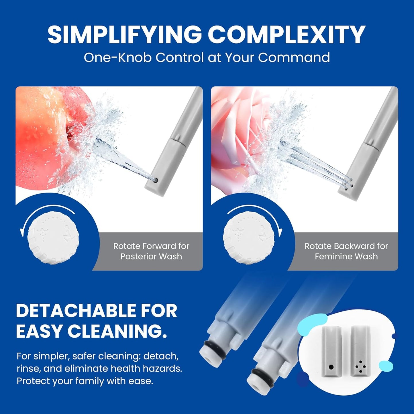 Smart Non-Electric Bidet Toilet - One-Piece Toilet with Dual Flush (Foot Pedal & Button) | Dual Nozzle Wash | Complete Installation Kit