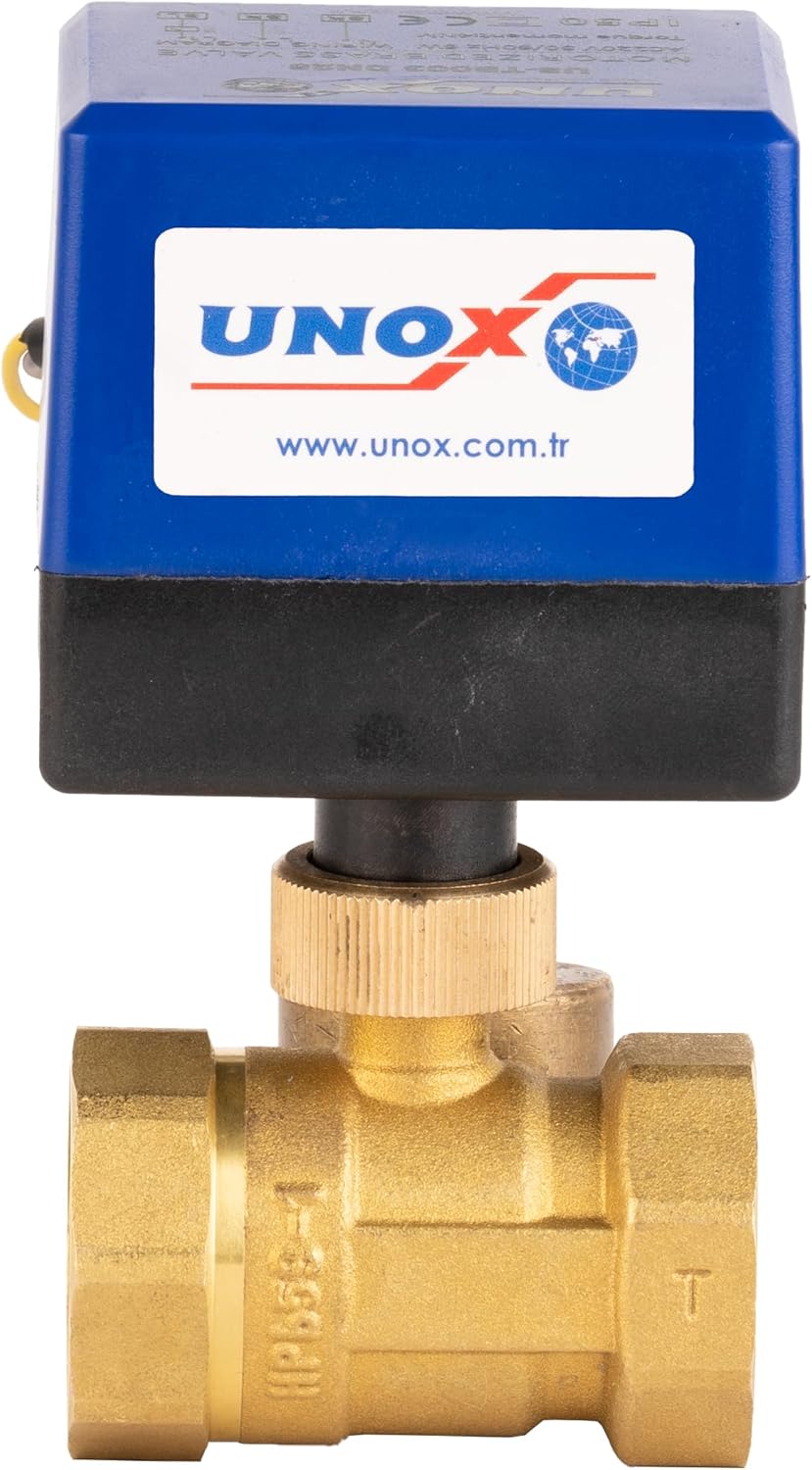 Unox 1/2" Motorized Ball Valve, Brass Body 220V AC Electrical Ball Valve, Premium Brass Motorized Ball Valve, Electrical Control, Durable & Reliable