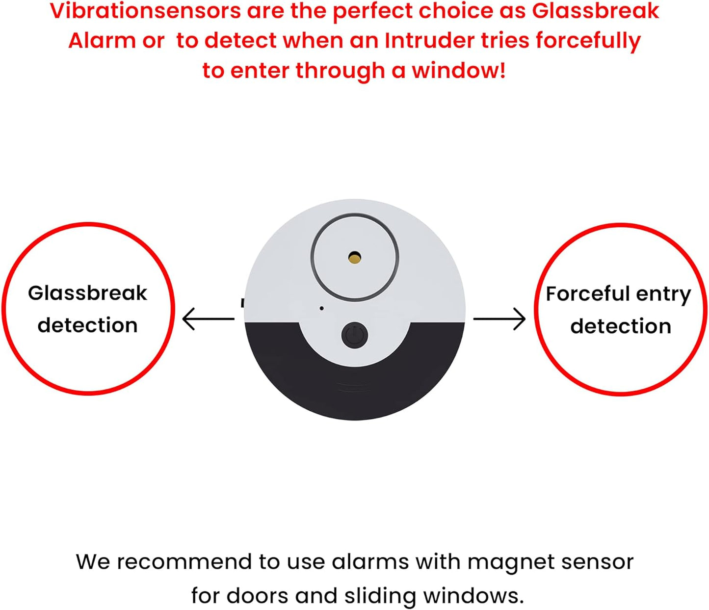 CATSONIC Premium Window Alarm Device Set - Extra Loud 130dB Alarm & Vibration Sensors - Universal Compatibility & Easy Installation - Great for Home, Office & RV Security (6 Set Black)