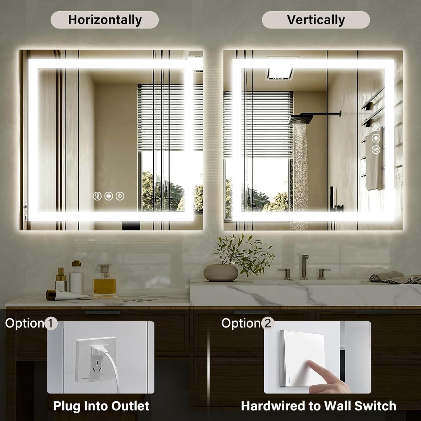 36x36 Inch Smart LED Bathroom Mirror - Anti-Fog Vanity Mirror with Touch Sensor, 3 Color Lighting & Dimmable Memory Function, Lighted Mirror, Modern Bathroom Wall Mirror