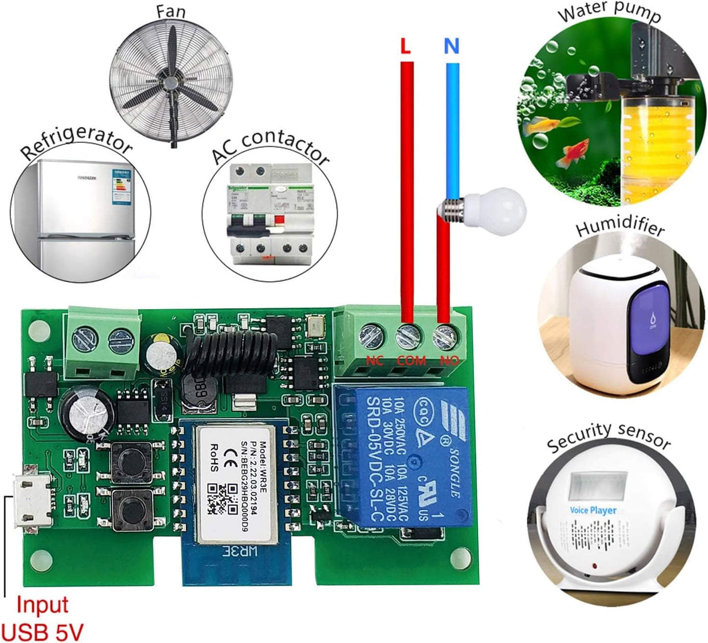 WiFi Inching/Selflocking Relay Modules WiFi Momentary Switch with 433 MHz RF Remote Control(Tuya SmartLife APP)