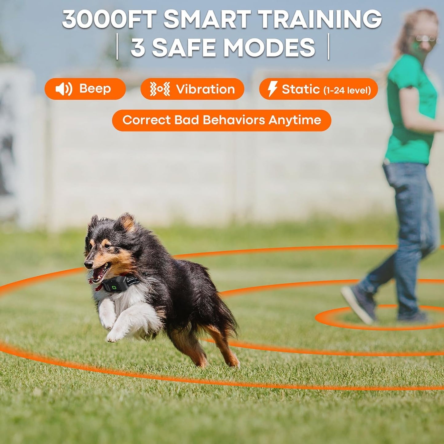 GPS Wireless Dog Fence System - Invisible Fence with Remote Waterproof Electric Dog Training Collar Outdoor for 25-999 Yards Customized Boundary Rechargeable 3 Warning Modes Pet Containment