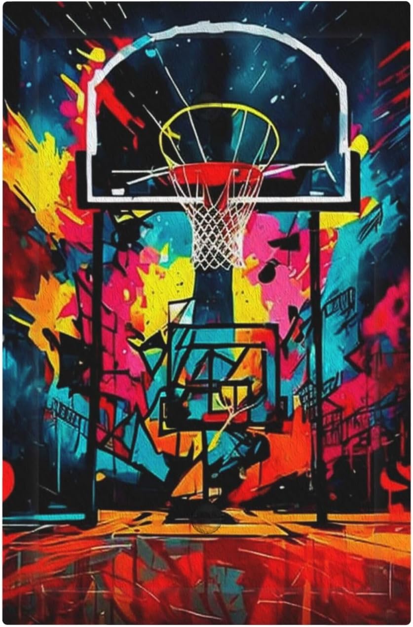 Decorative Light Switch Plate Covers Colorful Graffiti Basketball Sport Basket Hippie 1 Gang No Device Single Blank Outlet Covers Wall Plate Light Switch Cover Plate Faceplate for Home Decor
