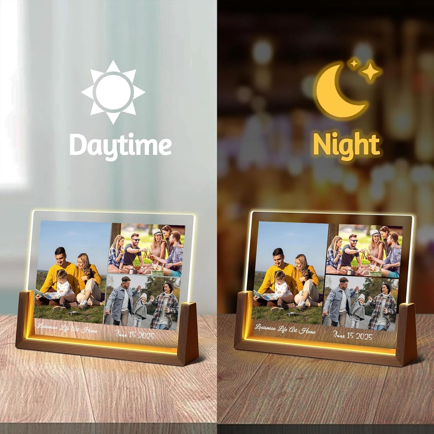 LOUISMIAA Customized Picture Frames with Night Light,Decorative Plaque Anniversary Birthday Mother’s Day Father’s Day Valentine’s Personalized Gifts for Boyfriend Girlfriend Couple Wife Women Same Day Shipping