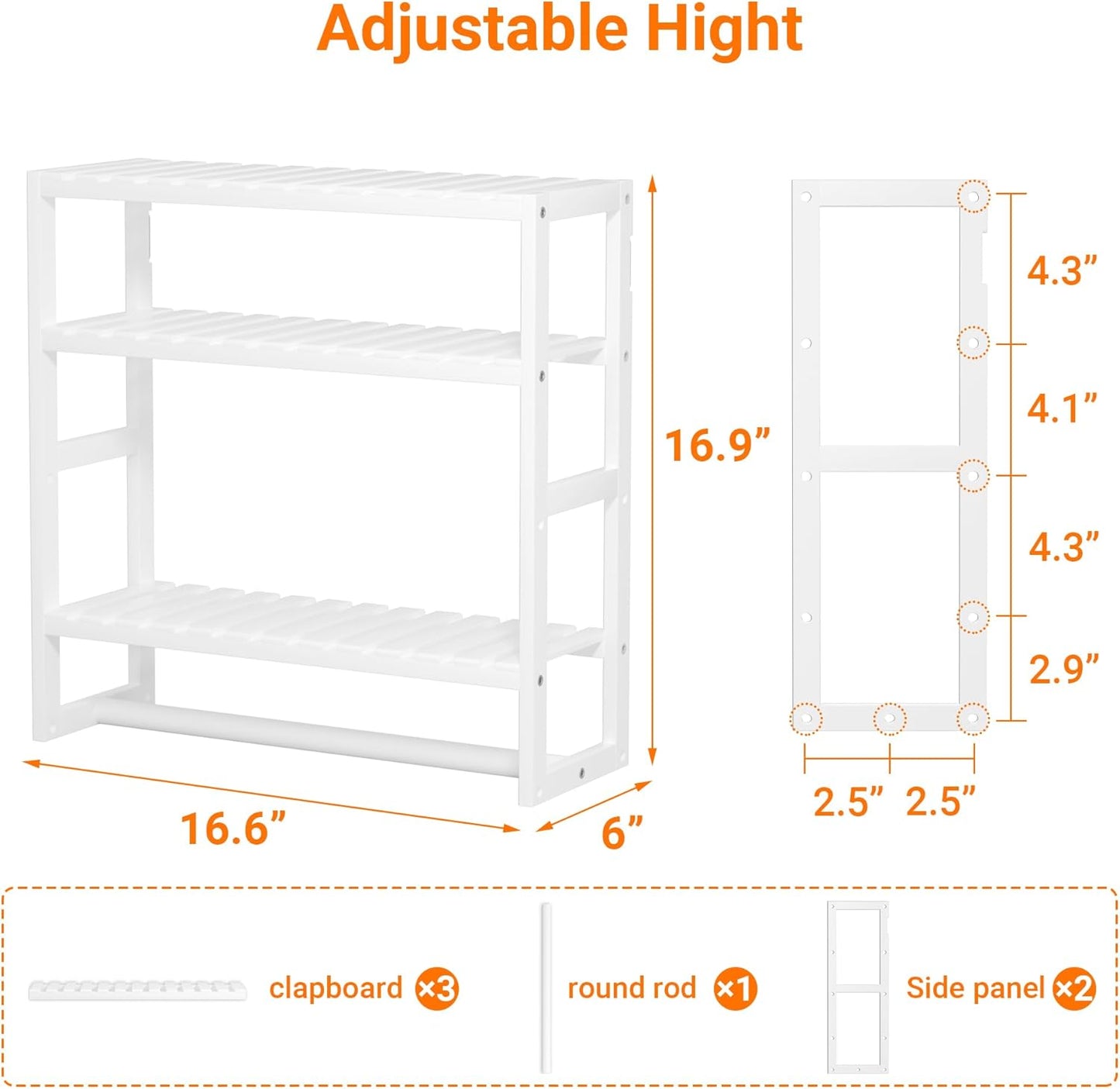 Towel Rack Bathroom Storage Shelves Over The Toilet with Towel Bar 100% Bamboo Adjustable Height Floating Shelf Wall Shower Shelf for Small Space Updated Painting