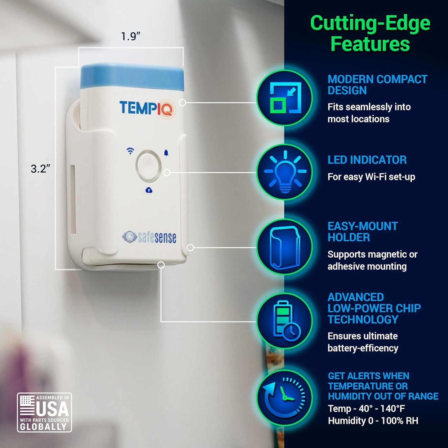 TEMPIQ WiFi 2-Pack Temperature & Humidity Sensor - App Integration, Alerts, Helps Monitor 2nd Home, AirBnb, RV, Pets,Freezer and Server Room, Remote Indoor & Outdoor Hygrometer & Thermometer