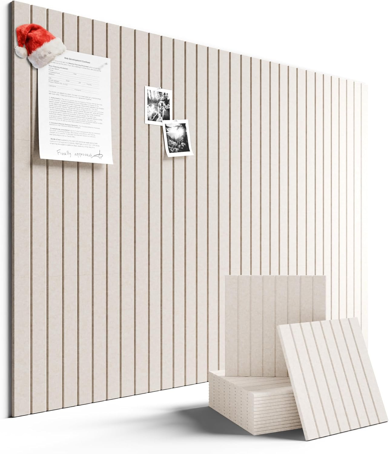 Large Felt Bulletin Board 48" x 36" Cork Board Alternative-12 Pack with 70 Safe Removable Adhesive Tabs, Cork Boards for Walls Cork Board for Home Office Classroom Pin Board (Oatmeal)