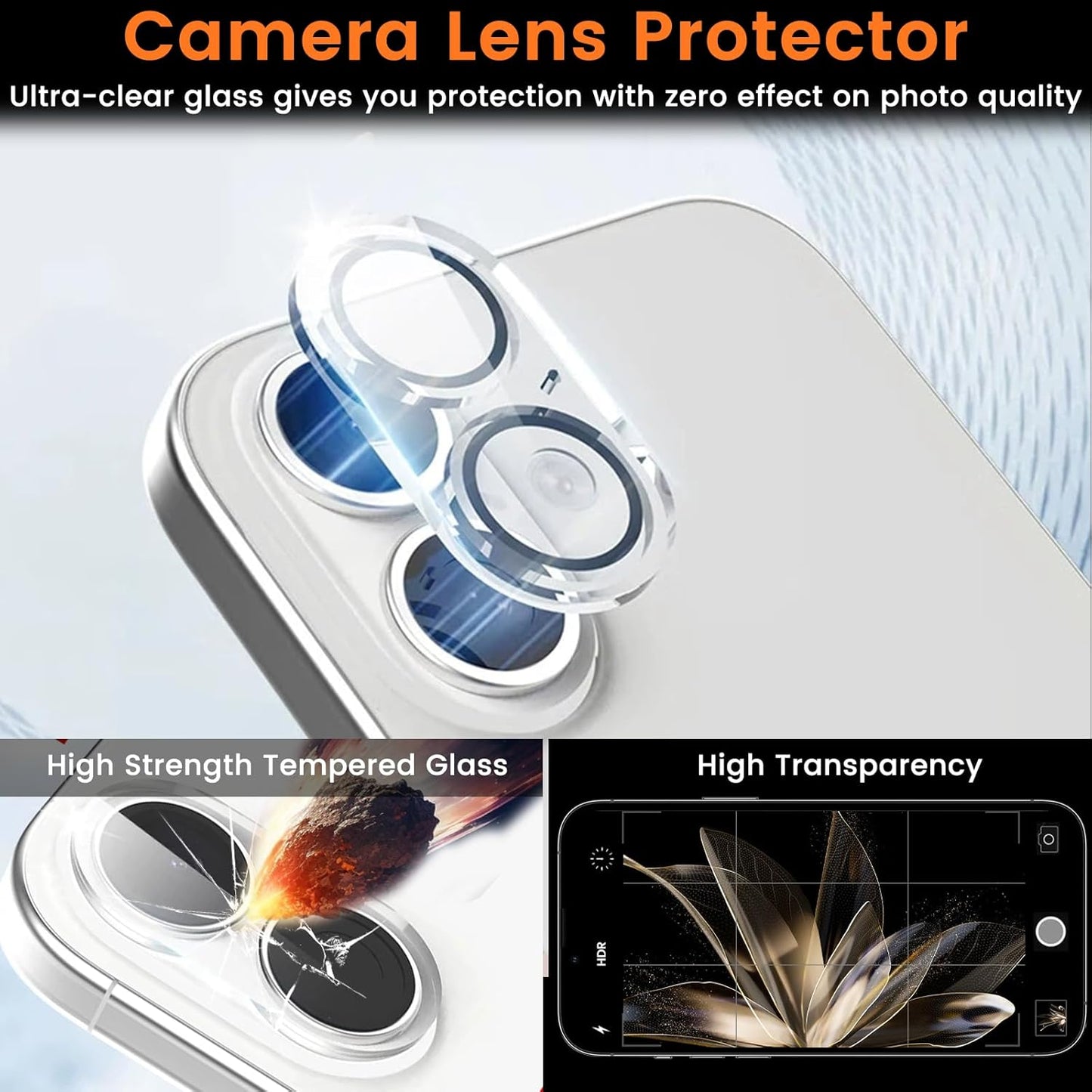 4+4 Pack Privacy Screen Protector for iPhone 16 Plus 6.7-Inch with 4 Pack Camera Lens Protector, Anti Spy Tempered Glass Film 9H Hardness Case Friendly