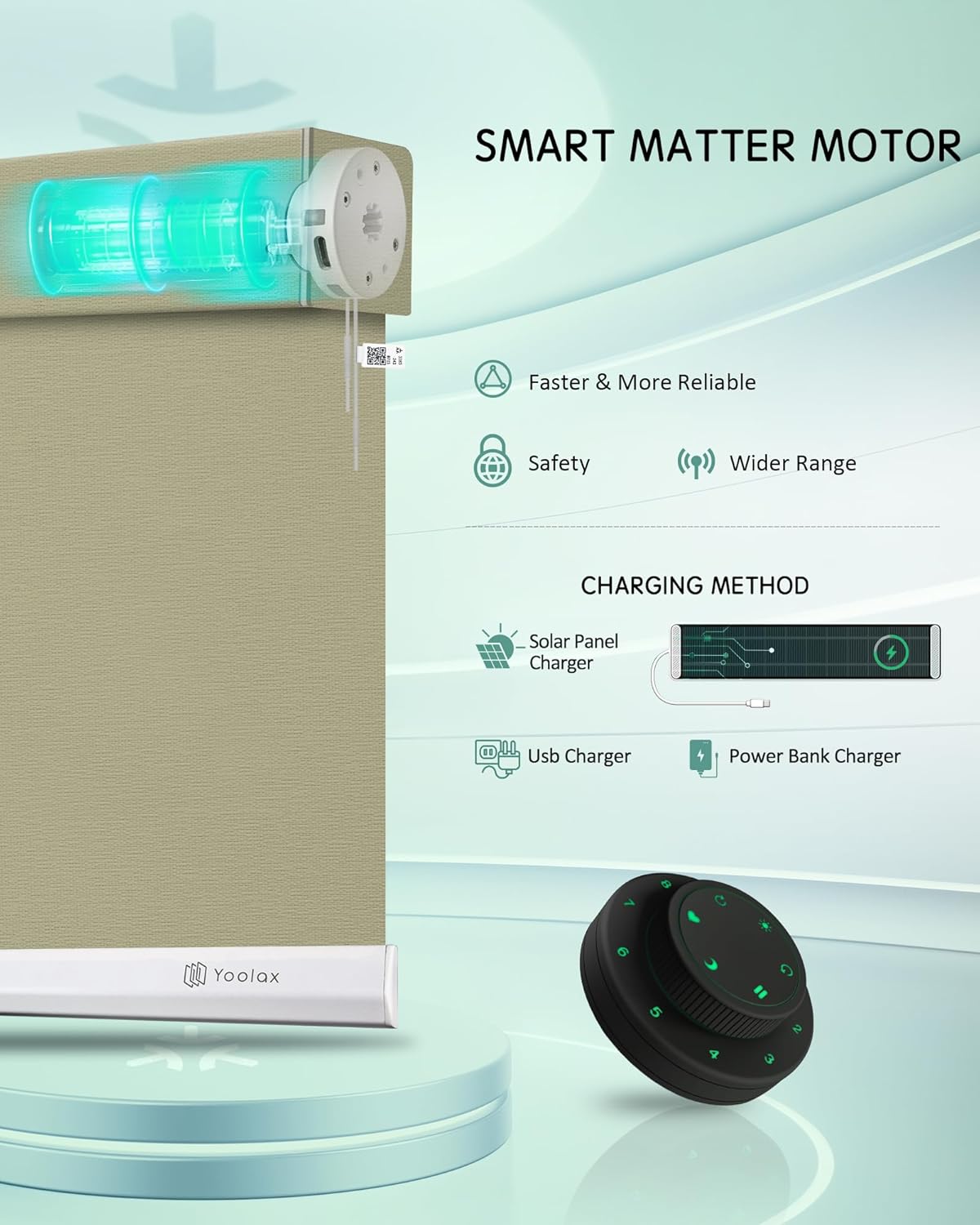 Yoolax Smart Blinds, Motorized Matter Solar Shades Flame Resistat Automatic Blinds for Windows Motorized Shades Compatible with Alexa, Google Home, Homekit(Solar-3% Openness Sunlit Yellow)